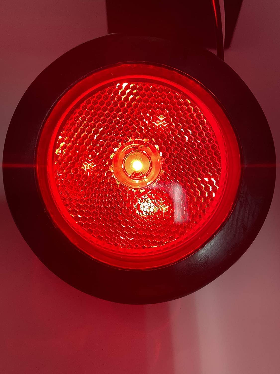 2.5" Red/Amber 4 Led Round Side Marker Clearance Lights Grommet Flush Mount, Sealed Truck Trailer with Reflex Lens, IP67 Waterproof- Super Bright DOT SAE P2 FMVSS 180