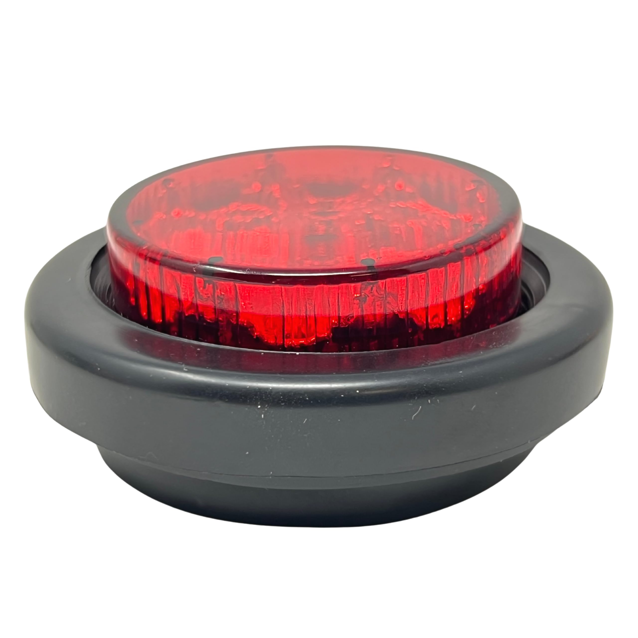 2" Round Amber/Red 13 LED Light Side Marker Clearance Reflector Lens Rubber Grommet + Removable 2 Wire Pigtail Plug IP67 Waterproof Trailers RV's Trucks Off Road Dump Truck 12V