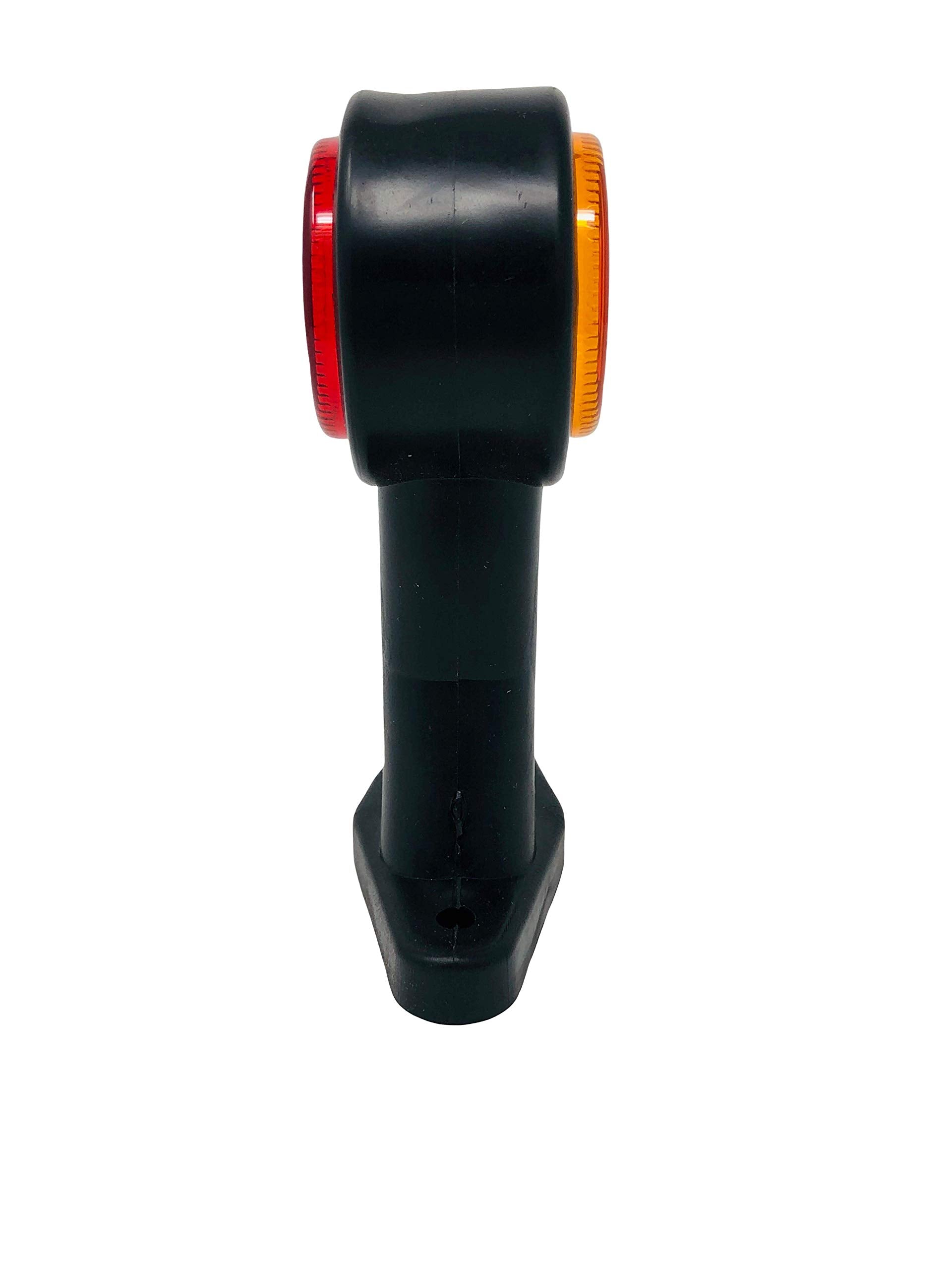 2pc Amber/Red 32-LED Double Face Rubber Surface Mount Pedestal Fender Side Marker Light Truck Trailer Flatbed Cargo - Left and Right Rugged Waterproof 12V IP67 SUPER BRIGHT