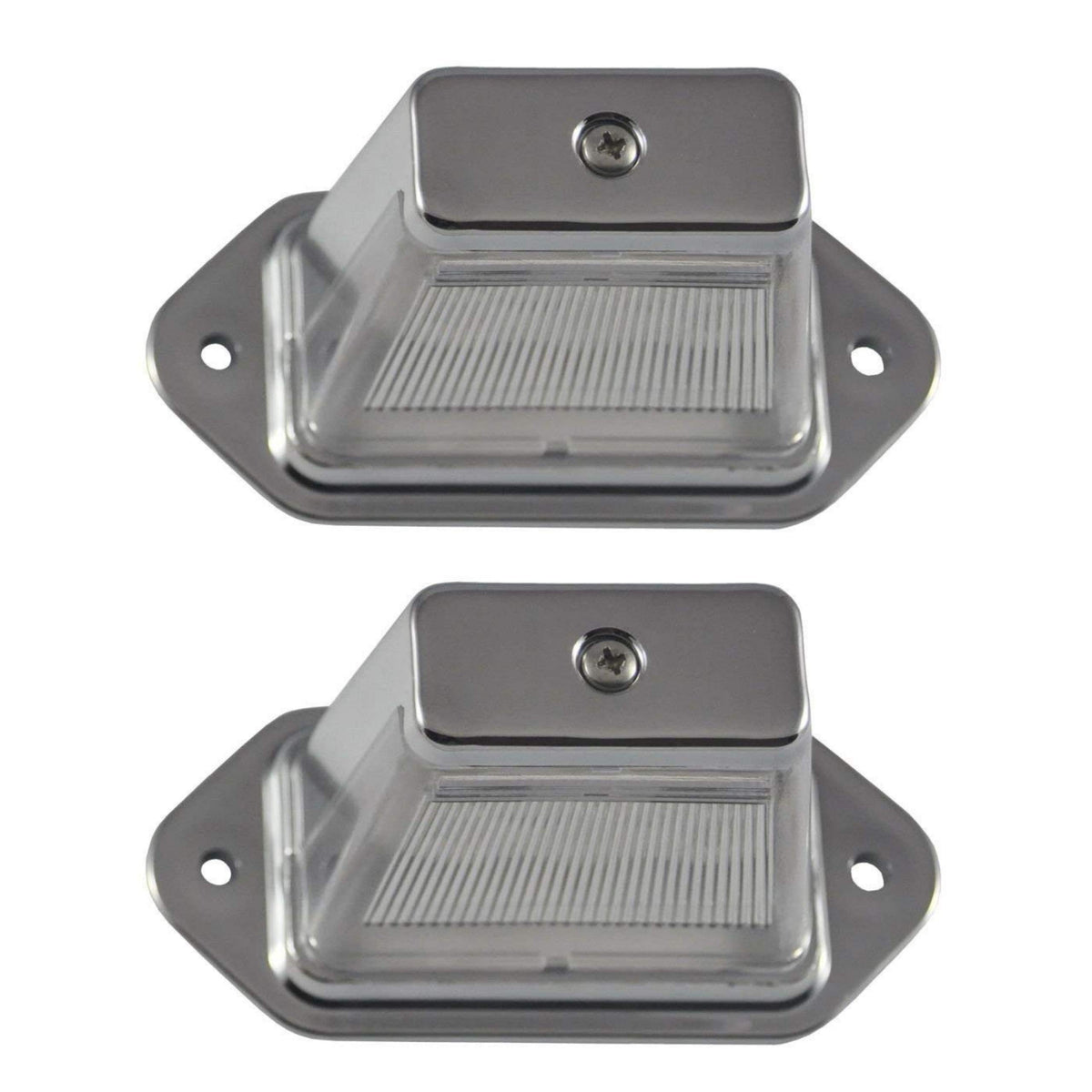 Qty 2 4"x2" Heavy Duty Surface-Mount 6 LED Trailer License Plate Lights DOT/SAE L FMVSS Certified IP67 Waterproof Rated Ultra-Durable License Tags Trailers RV Trucks Boat SUV Black Chrome Housing 12V