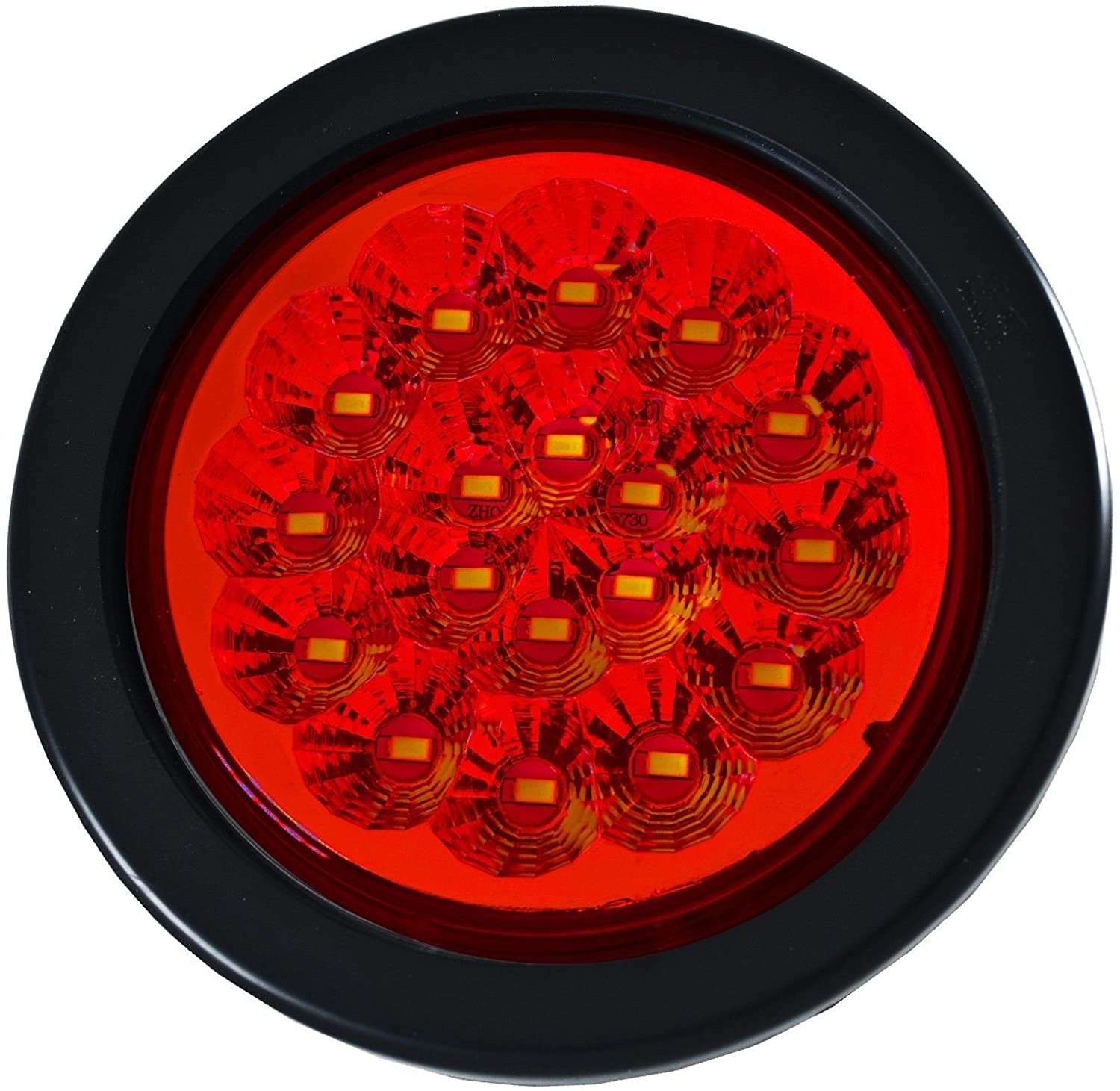 4" Round LED Trailer Tail Light 18 LED Red/White Stop Turn Tail Reverse Backup Running Lights w/Rubber Grommet Direct Wiring for Trucks Trailer RV Boat IP67 Waterproof DOT/SAE Approved 12V