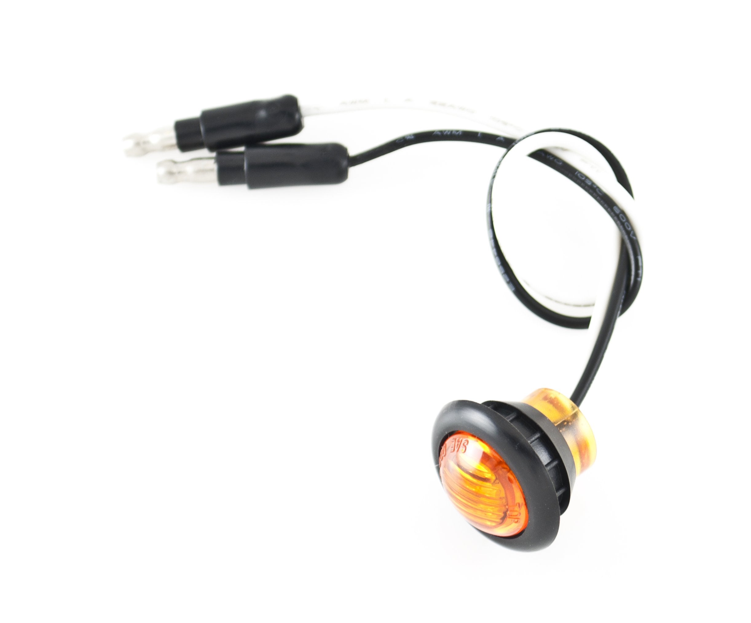 3/4" inch Amber/Red/White 3 LED Side Marker Clearance Light with Plug Black Ring Sealed Mini Round 3/4" Indicators Grill Lights Truck Trailer Car Bus Pickup Van Caravan Boat 12V