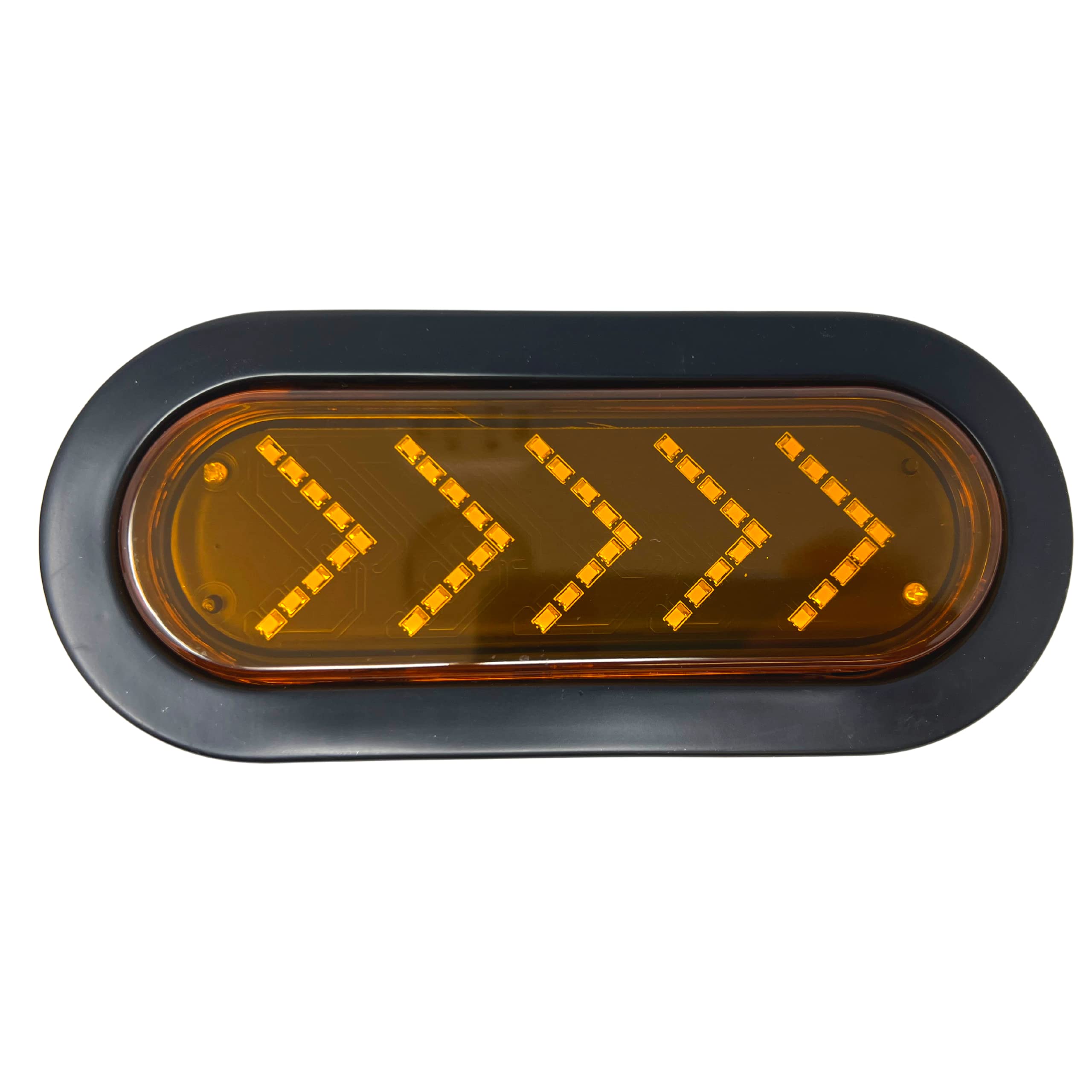 6 Inch Amber 45 LED Sequential Arrow Pointing Turn Trailer Tail Light Oval Semi Truck Park Signal Lights [IP67] RV DOT Certified Taillight Grommet + Plugs Kit [2 Pack]