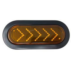 6 Inch Amber 45 LED Sequential Arrow Pointing Turn Trailer Tail Light Oval Semi Truck Park Signal Lights [IP67] RV DOT Certified Taillight Grommet + Plugs Kit [2 Pack]