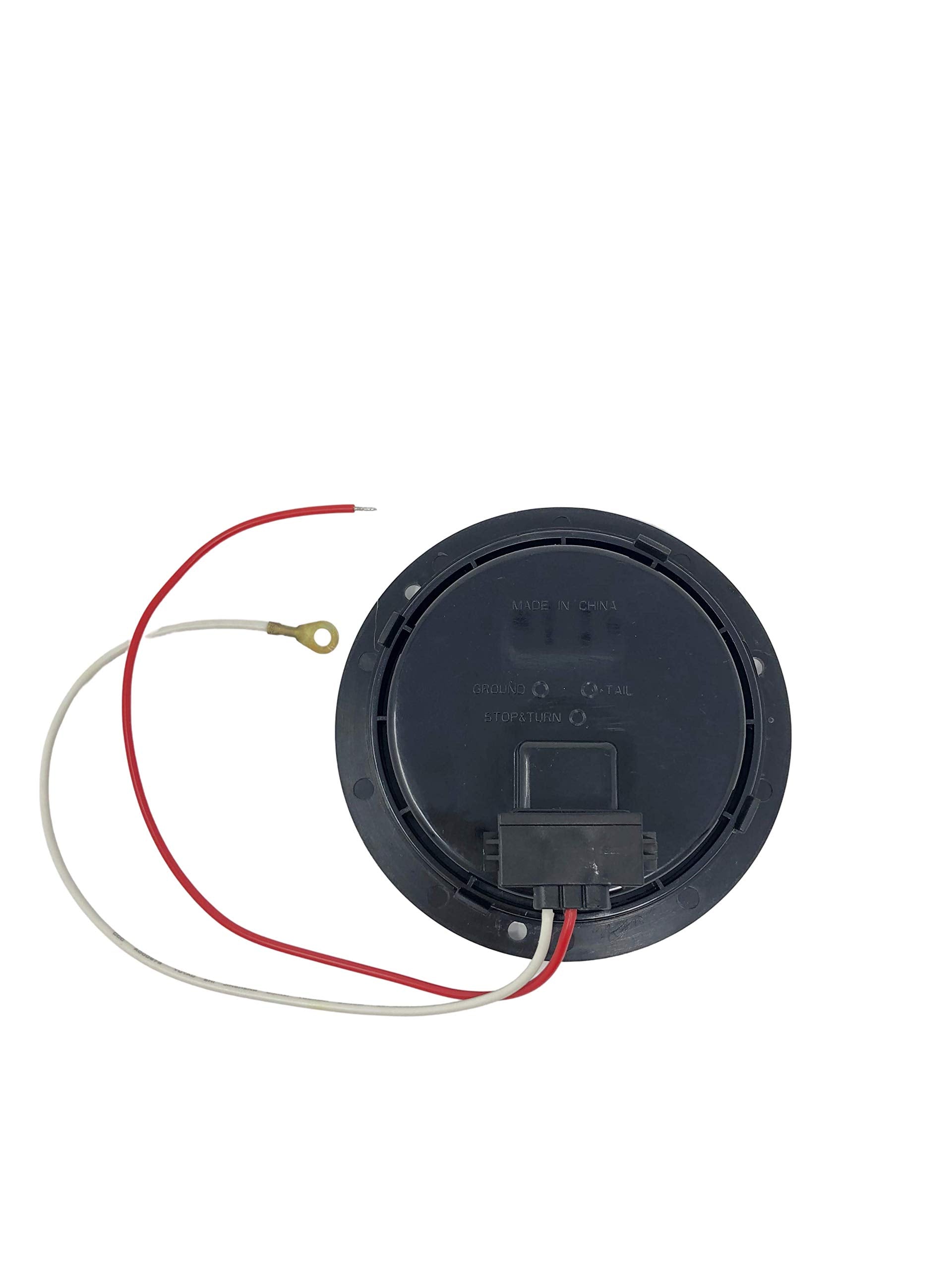 4" Inch Flange Mount Reflective Ring Bezel Red/White 12 LED Round Stop Turn Tail Reverse Backup Tail Trailer Truck Flatbed RV Camper Bus Light Kit with 3 Wire Pigtail Plug 12V