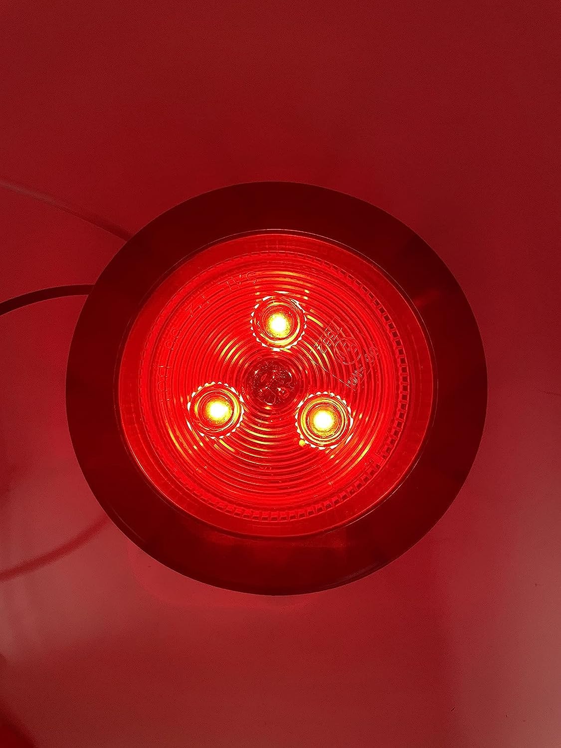 2.5" Red/Amber 3 LED Round Side Marker Clearance Lights Grommet Flush Mount, Sealed Truck Trailer with Reflex Lens, IP67 Waterproof- Super Bright DOT SAE P2 FMVSS 180