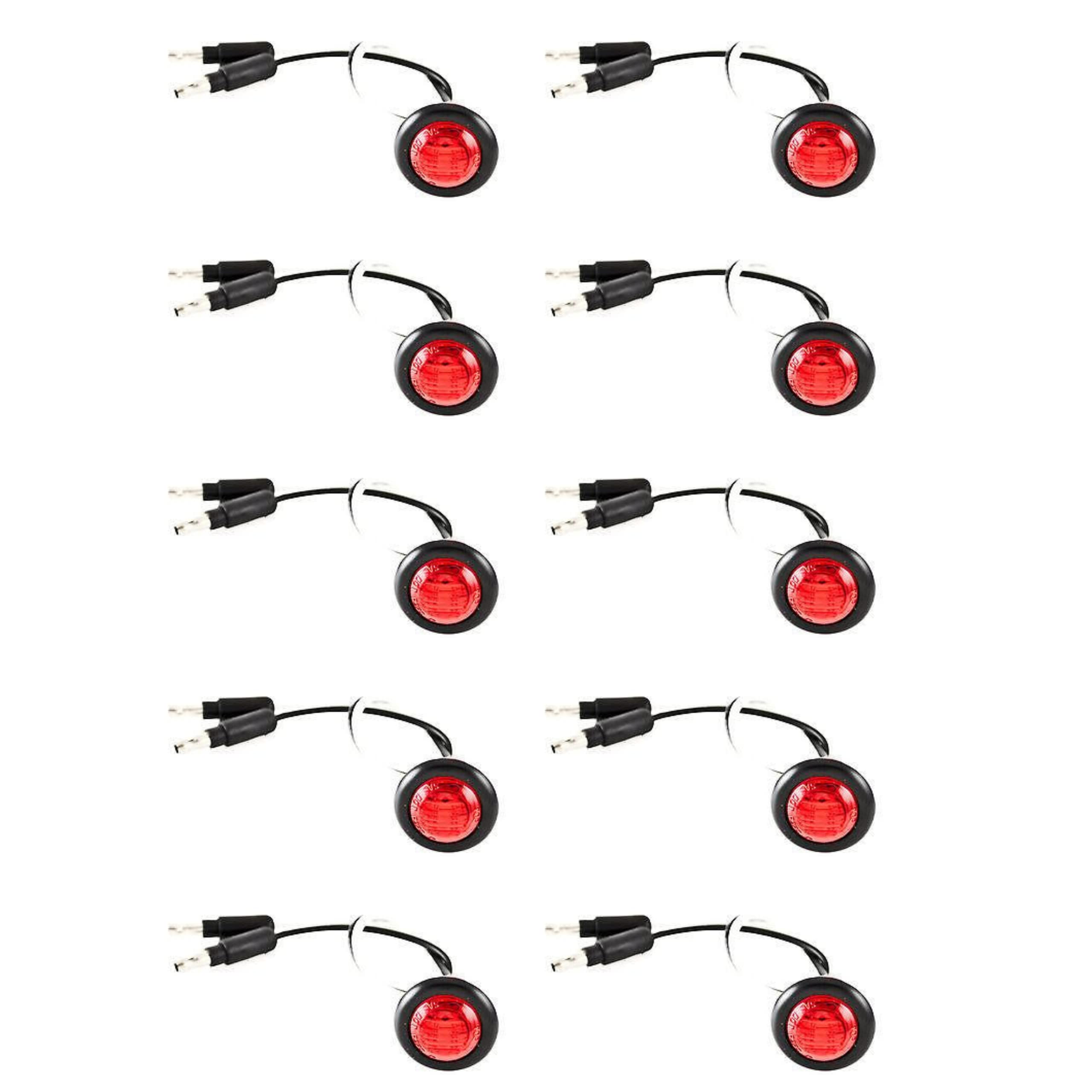 3/4" inch Amber/Red/White 3 LED Side Marker Clearance Light with Plug Black Ring Sealed Mini Round 3/4" Indicators Grill Lights Truck Trailer Car Bus Pickup Van Caravan Boat 12V