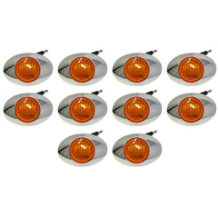 10Pcs 3" Amber Led Side Marker Lights 3 LED Chrome Surface Mount with Bullet Plugs Waterproof Peterbilt Kenworth Freightliner Led Cab Panel Sealed Surface Mount
