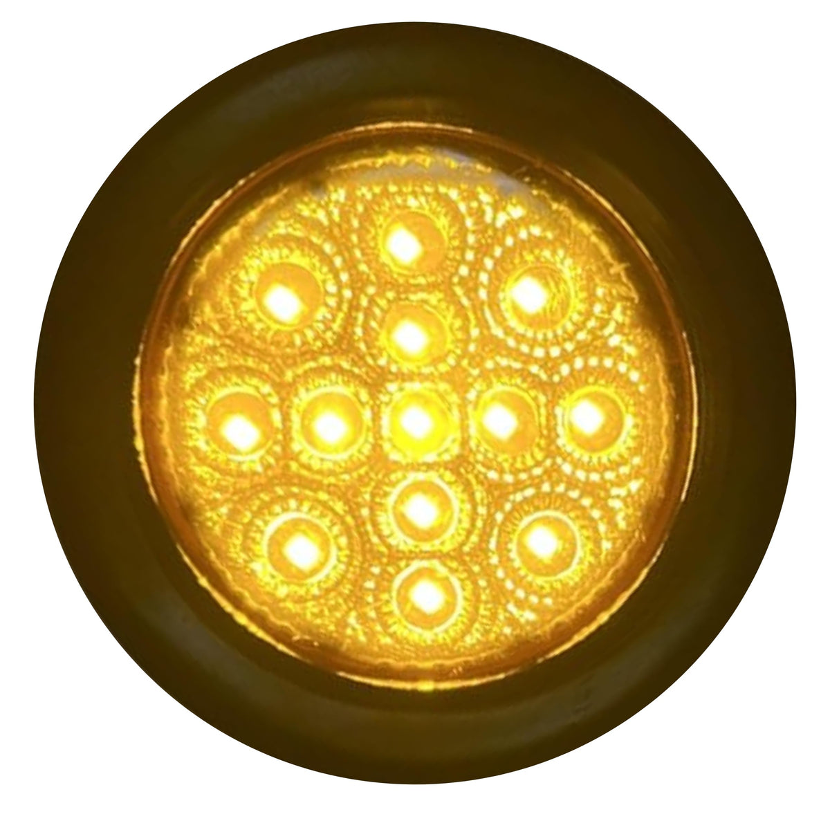 2" Round Smoked Lens Amber/Red 13 LED Light Side Marker Clearance Reflector Rubber Grommet + Removable 2 Wire Pigtail Plug Waterproof Trailers RV's Trucks Off Road Dump Truck 12V