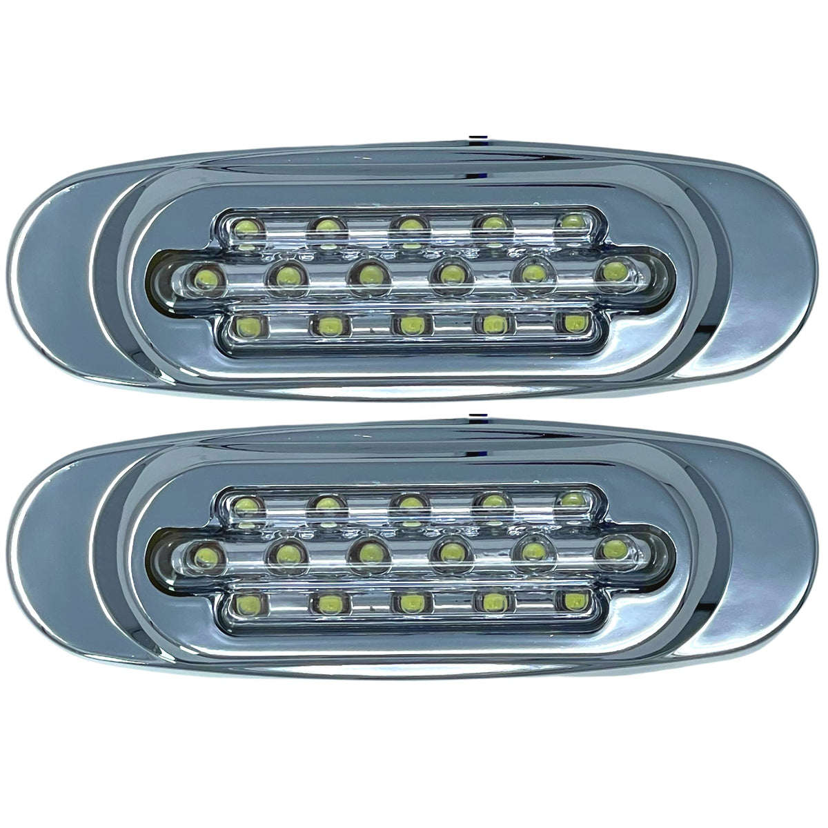 6.5" Inch Amber/Red/White LED Side Marker Lights Clearance Chrome Base Bezel 16 Diodes Surface Mount Led Cab Panel Lights Turn Signals Sealed Waterproof 12V