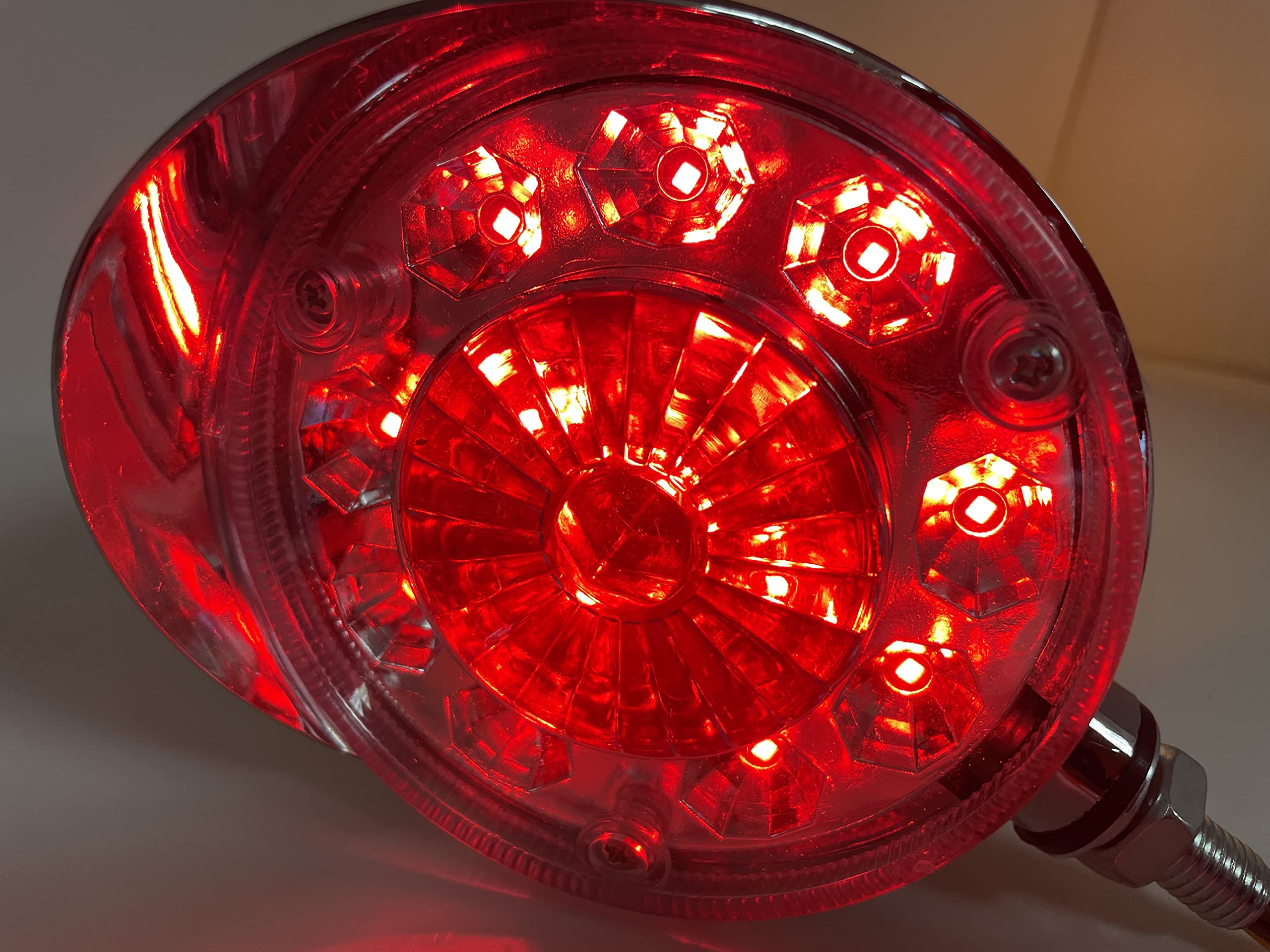2pc Amber/Red 28 LED Double Face Stud Mount Pedestal Fender Stop Turn Tail Light for Truck Trailer Peterbilt Freightliner Mack Western Star. Left and Right Side Lights