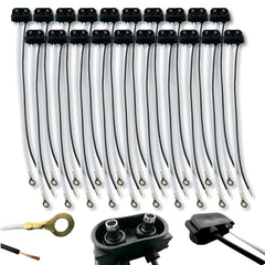 2 Prong Male Plugs - Two Wire Pigtail for Sealed Truck RV Trailer Clearance, Side Marker Lights - 6" Long, 2 Wire Plug Fits 2" 2.5" Side Markers Tail Lights, PL-10, 90° Design