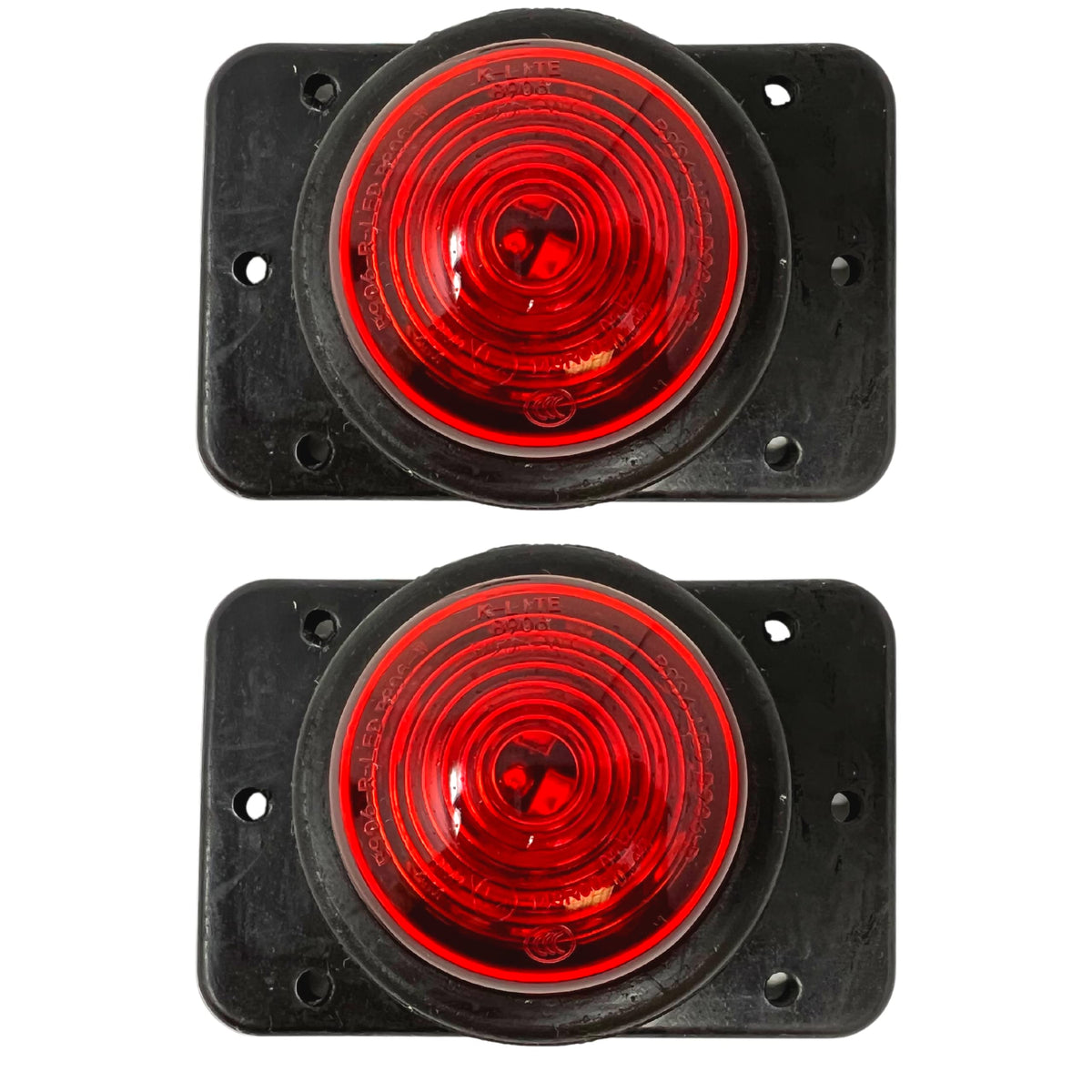 2x 2.5 Round Red Led Clearance Side Marker Rear Bumper Fender Mount Lights Kit Light 6 Screw Rubber Mount Wire Pigtail Truck Trailer Rv Waterproof 12V Sealed