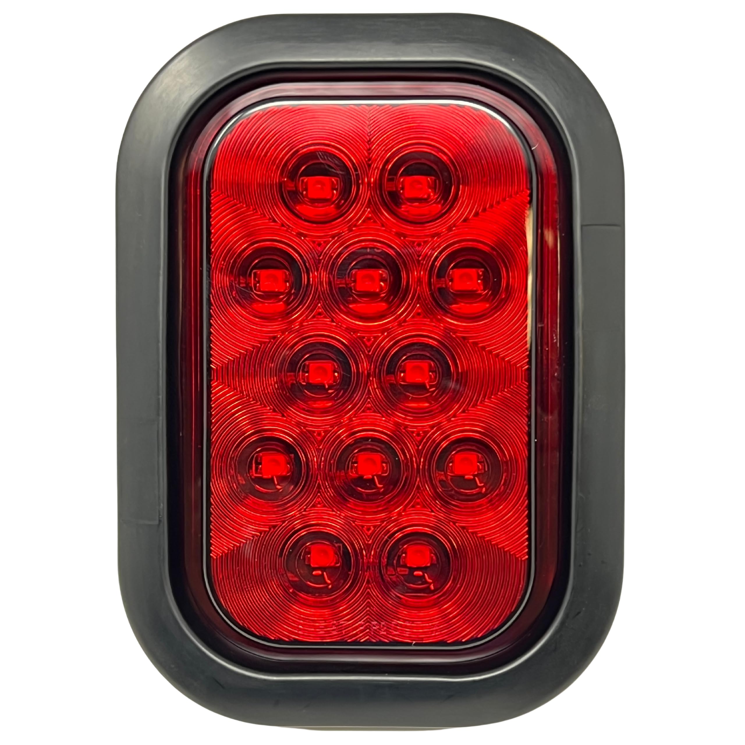 5x3 Red/White Rectangle Light 12 LED Stop/Turn/Tail Backup/Reverse Tow Truck Semi Trailer CM Flatbed Reading Postal Hitch Mounted RV Bus Grommet 3 Wire Pigtail Plug Kit 12V IP67