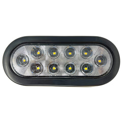 [Red/White/Amber 6" Oval 10 LED Trailer Tail Light Kit [DOT Certified] [With Grommets & Plugs] [IP67 Waterproof] Stop Brake Turn Reverse Back Up Headache Rack Backrack Flatbed RV