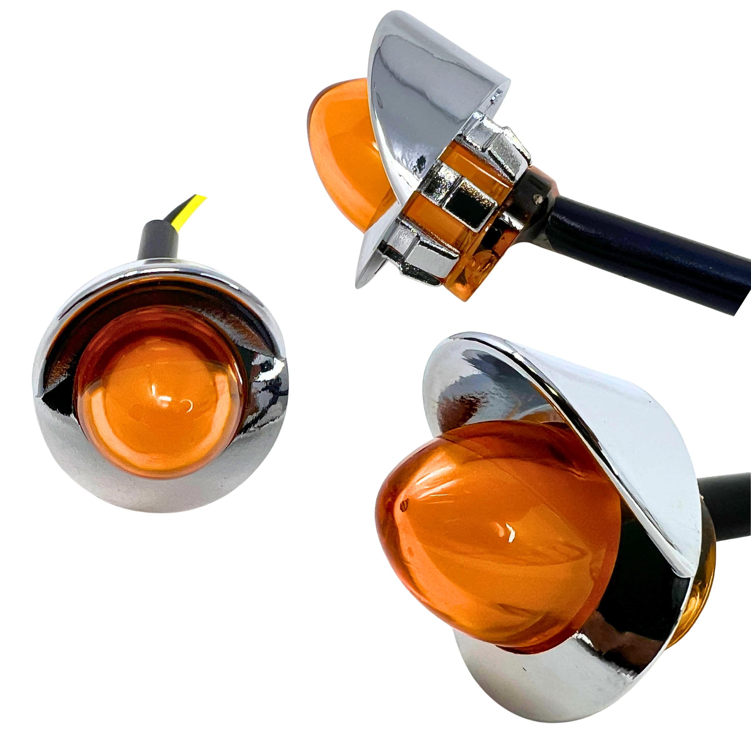 All Star Truck Parts | Mini Watermelon Lights 3/4" Diameter 1-LED GLO Style| 10 Pack | Vingtage Dome Style Lens Chrome Visor Bezel IP65| Freightliner Kenworth Peterbilt Trailer Heavy Trucks