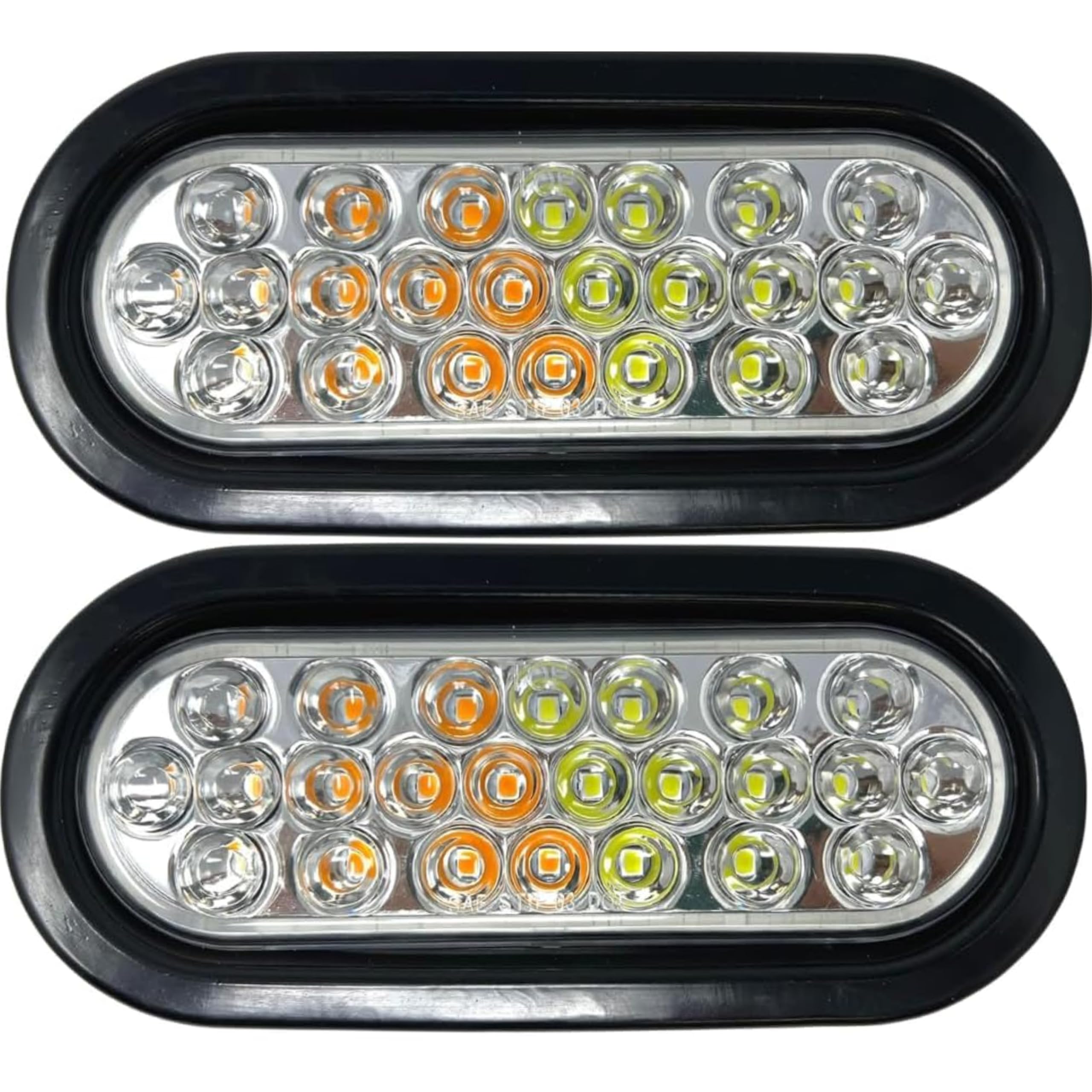 6" Oval LED Recessed Amber Strobe Light, 24 LED DOT/SAE Approved & Marked, Waterproof, Super Bright High Powered Strobe for Towing�