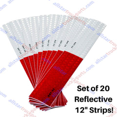 20pcs of 2"x12" Strips Conspicuity Safety Caution Warning Tape DOT-C2 Approved Reflective Truck Trailer Mailbox Red/White Adhesive Reflective Stickers Reflector