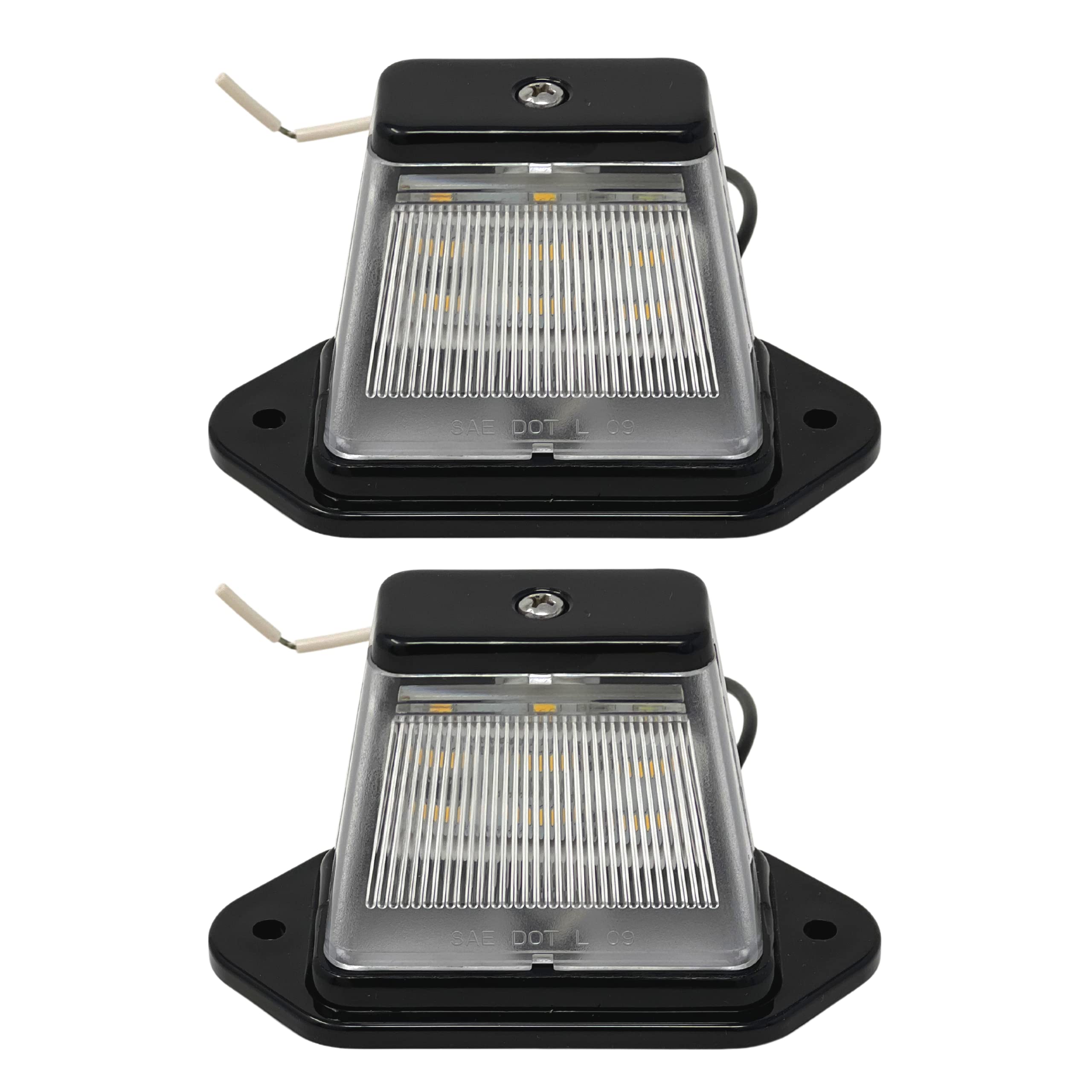 Qty 2 4"x2" Heavy Duty Surface-Mount 6 LED Trailer License Plate Lights DOT/SAE L FMVSS Certified IP67 Waterproof Rated Ultra-Durable License Tags Trailers RV Trucks Boat SUV Black Chrome Housing 12V