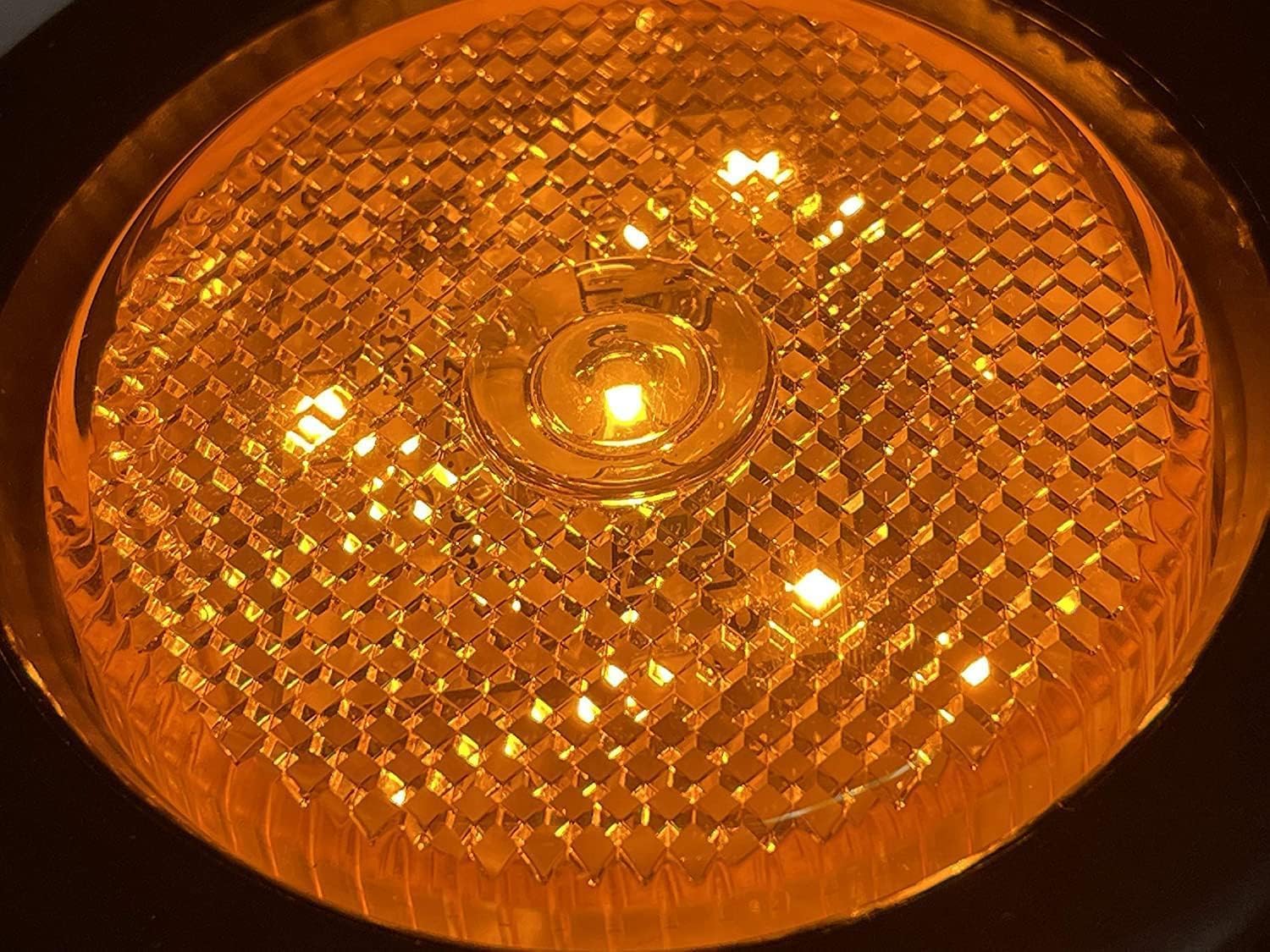 2.5" Red/Amber 4 Led Round Side Marker Clearance Lights Grommet Flush Mount, Sealed Truck Trailer with Reflex Lens, IP67 Waterproof- Super Bright DOT SAE P2 FMVSS 180