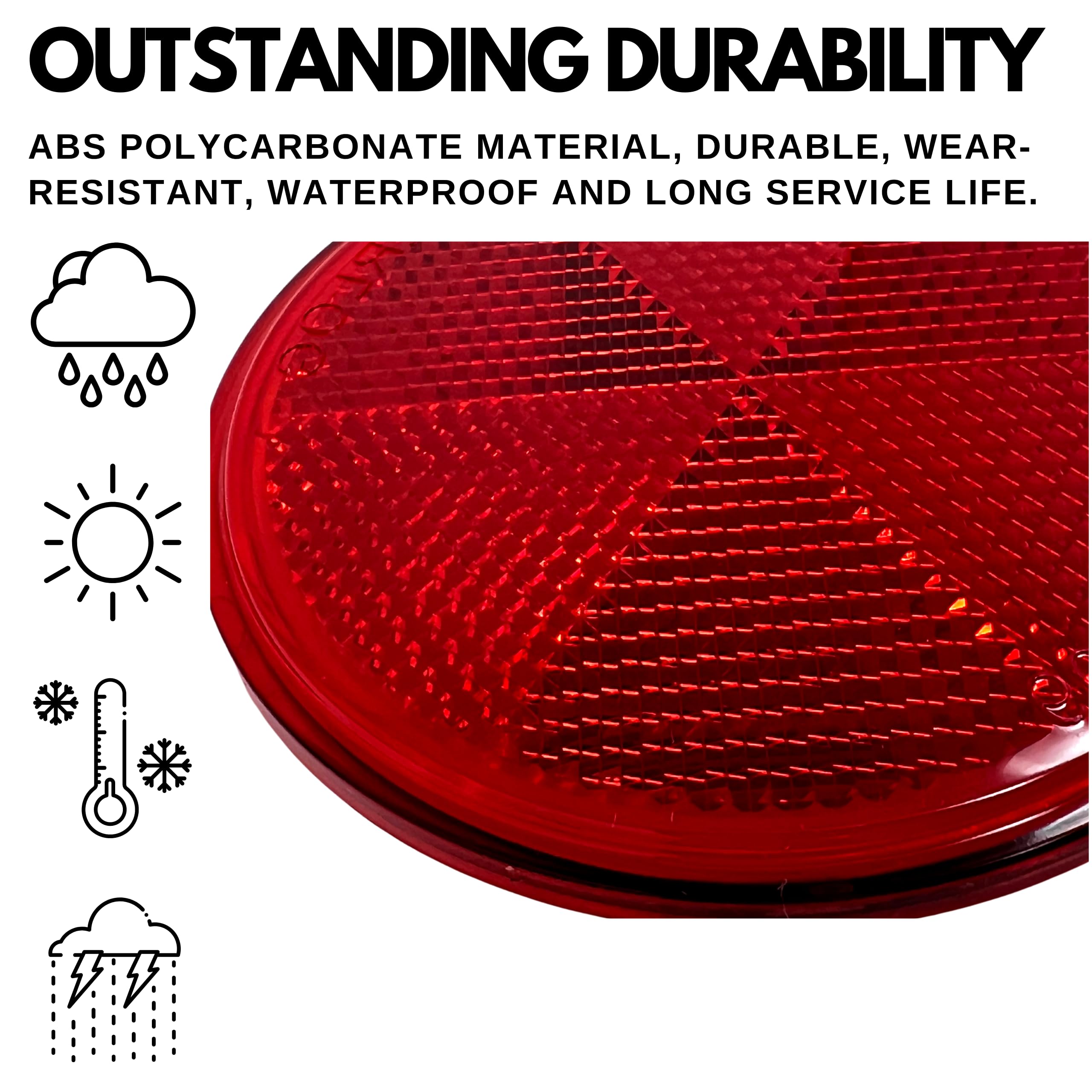 Class A 3" Round Reflector Strong Stick-on - RED/AMBER for Trailers, Trucks, Automobiles, Mail Boxes, Boats, SUV's, RV's, Industrial Applications (10x Red + 10x Amber)