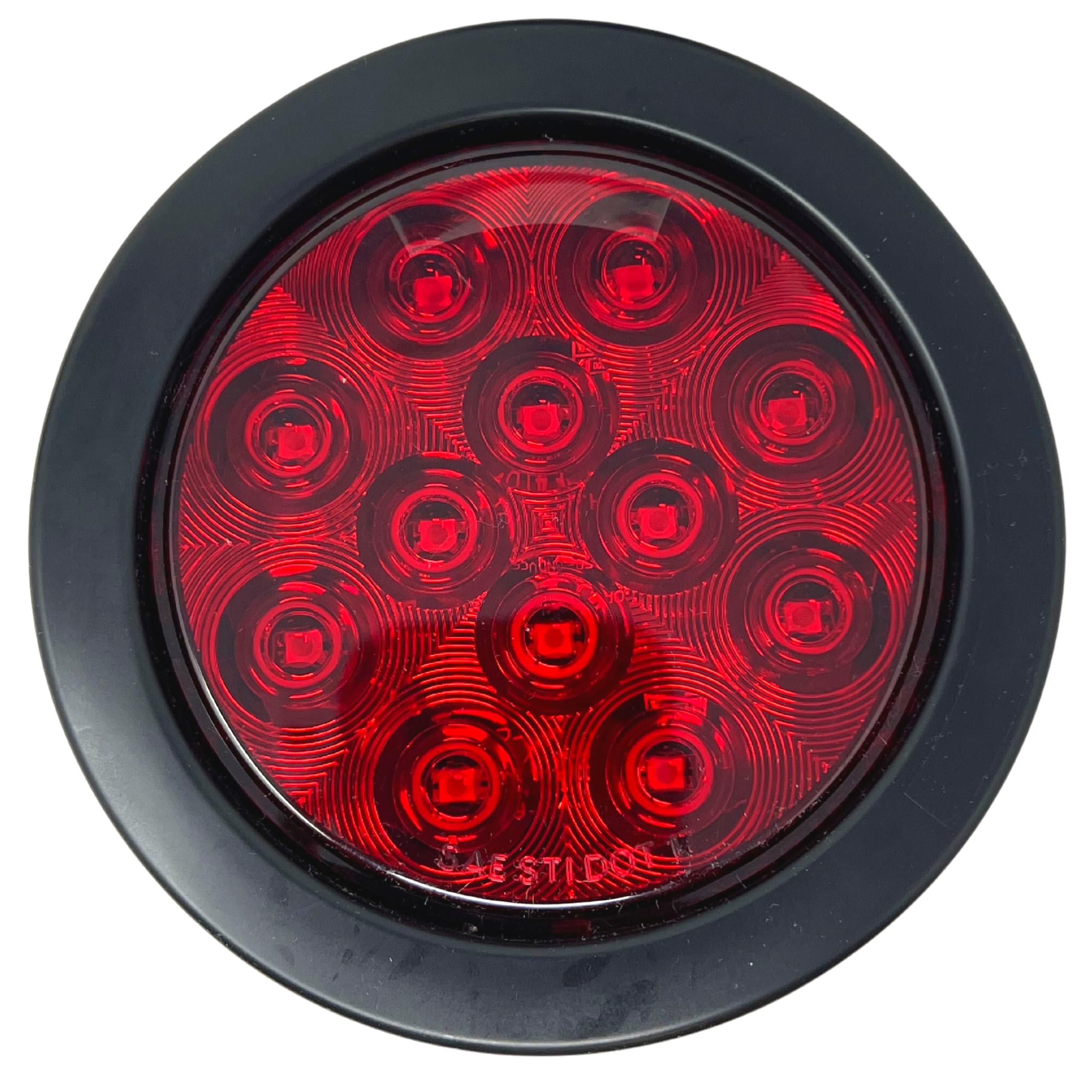 4" Inch Round 12 LED Red/White Trailer Tail Lights Kit Round Led Stop Turn Tail Back-up Reverse Fog Lights Reflective Lens Grommet 3-Prong Wire Pigtails for Truck Trailer RV 12V