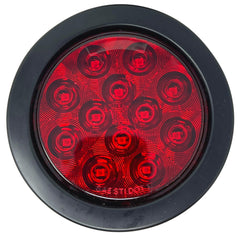 4" Inch Round 12 LED Red/White Trailer Tail Lights Kit Round Led Stop Turn Tail Back-up Reverse Fog Lights Reflective Lens Grommet 3-Prong Wire Pigtails for Truck Trailer RV 12V