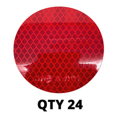 3" Inch Round DOT-SAE Amber/Red/White High Visibility Reflective Stick-On Prism Reflector | Strong Adhesive/Weatherproof | Trailer Camper RV Flatbed Fender Property Boat Marine