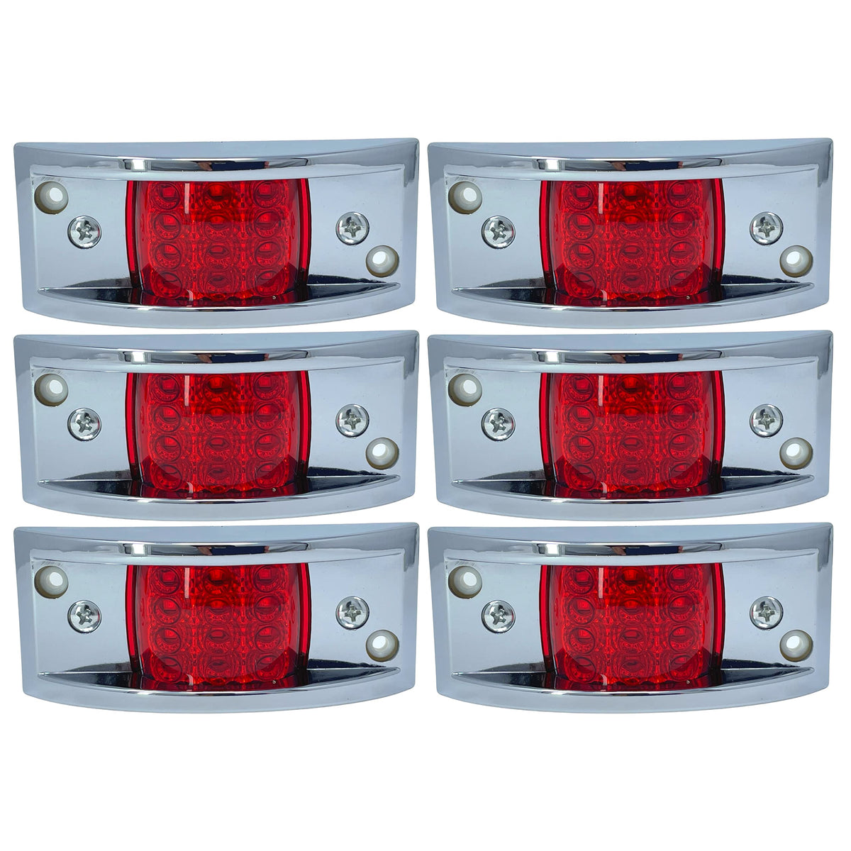 Red Rectangular 4-4/5" Armored-Style Clearance Side Marker Light Chrome 12LED, Rectangle Led Trailer Clearance Lights, Surface Mount Led Lights