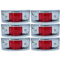 Red Rectangular 4-4/5" Armored-Style Clearance Side Marker Light Chrome 12LED, Rectangle Led Trailer Clearance Lights, Surface Mount Led Lights