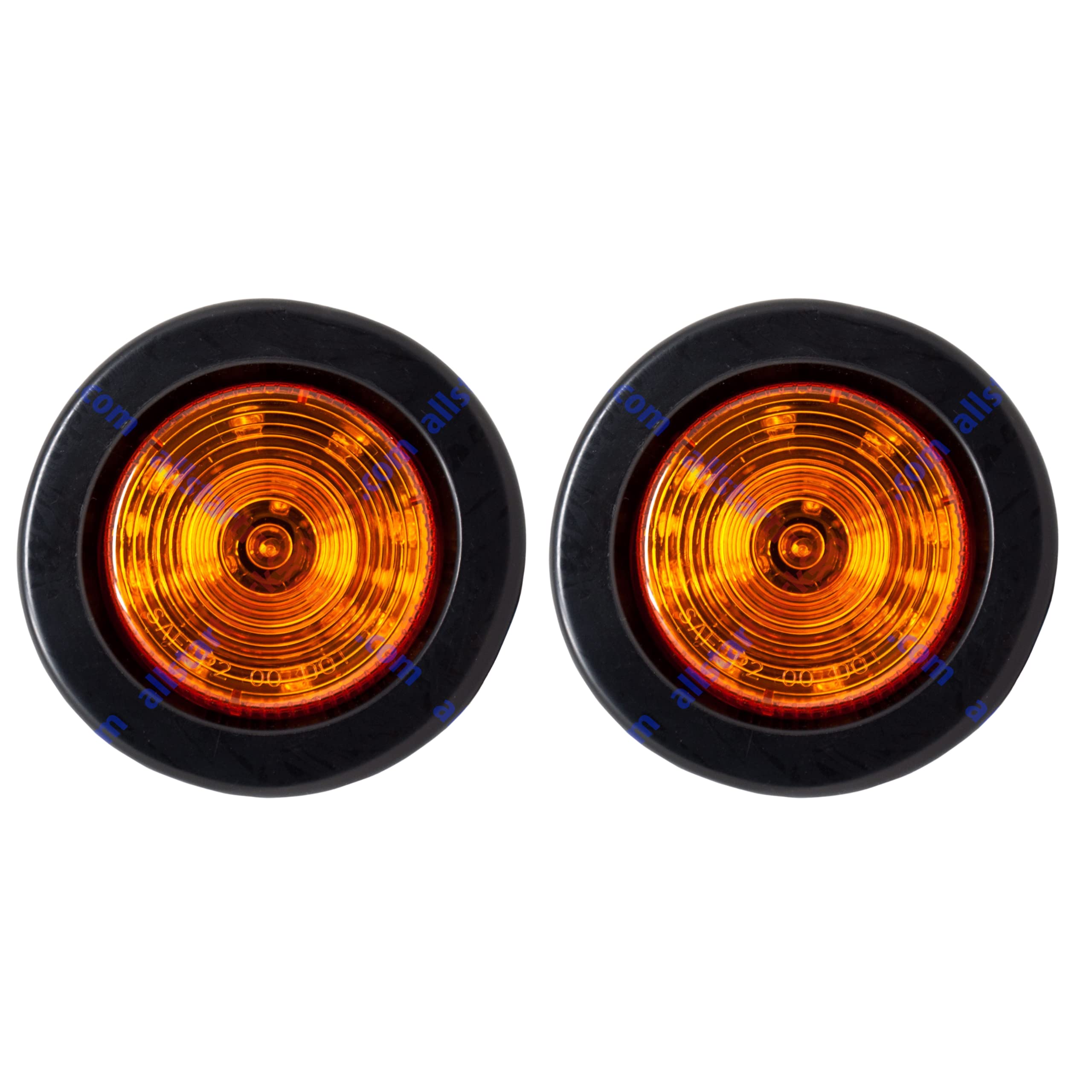 2.5" Red/Amber 12 Led Round Side Marker Clearance Lights Grommet Flush Mount, Sealed Truck Trailer with Reflex Lens, IP67 Waterproof- Super Bright DOT SAE P2 FMVSS 180