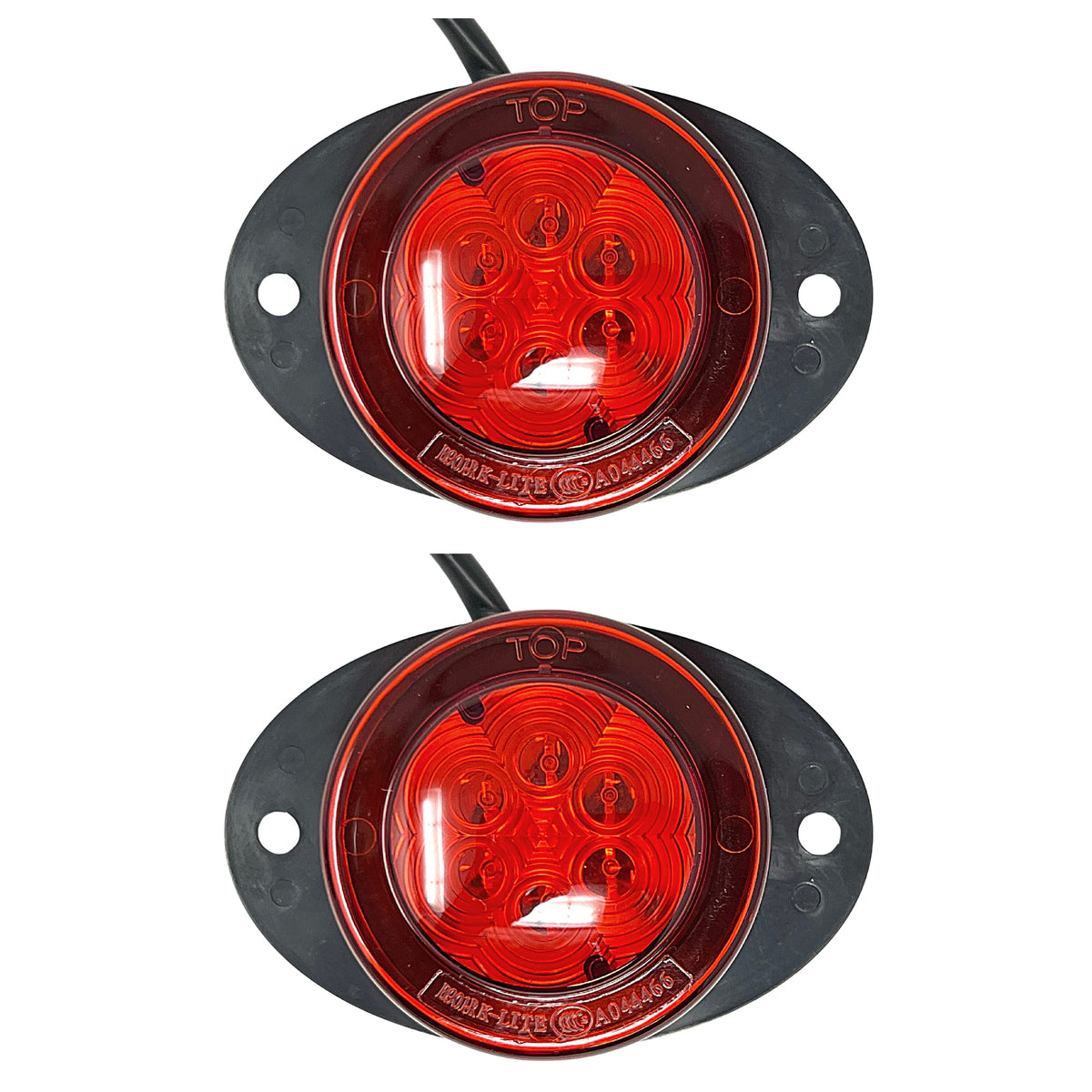 2x 2.5 Round Red 6 Led Clearance Side Marker Bumper Fender Mount Lights Kit Light 2 Screw Mount Wire Pigtail Truck Trailer Rv Waterproof 12V Sealed, 2.5 Round Led Marker Lights