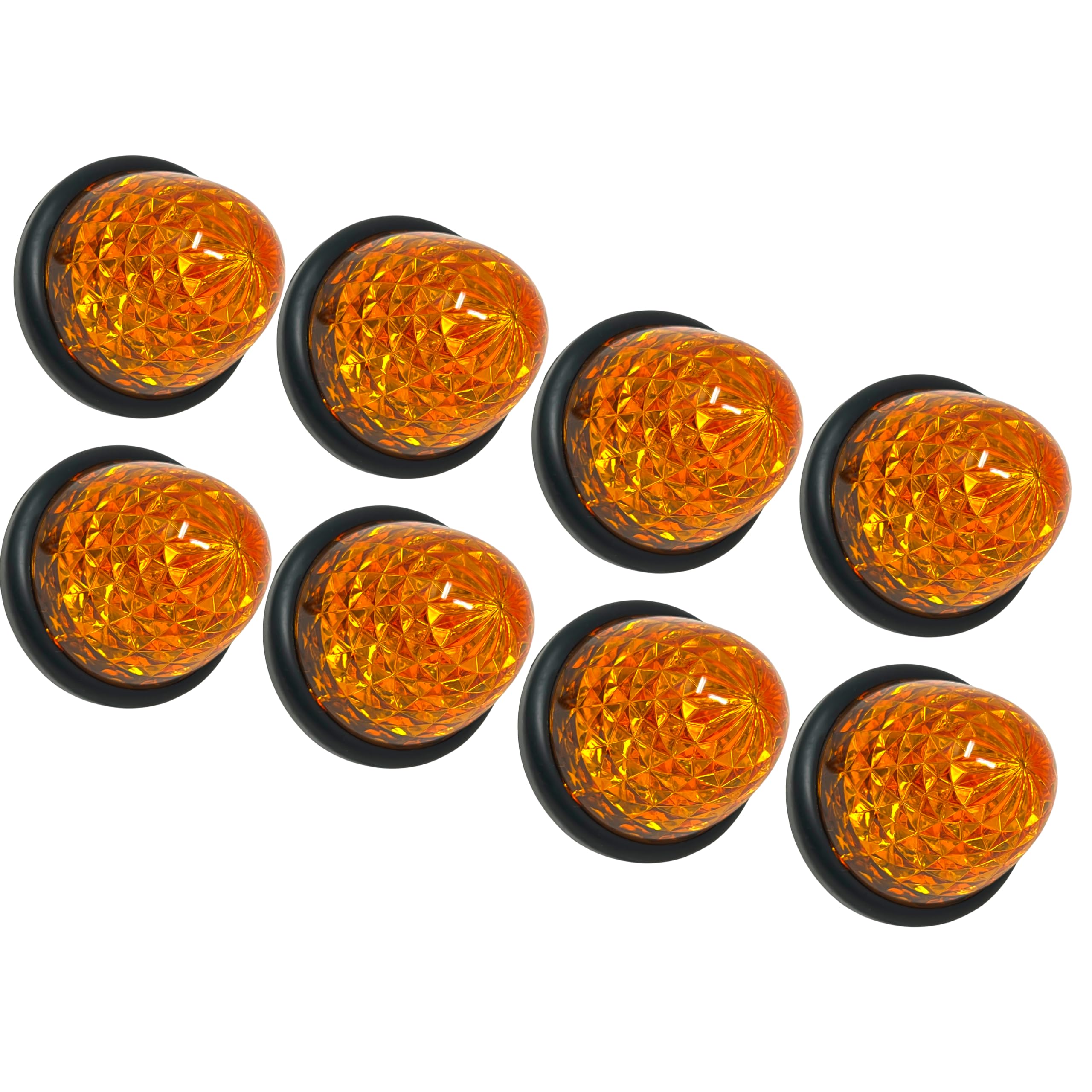 3.5" Inch Diameter 16 LED Round Beehive Cone Watermelon Trailer Side Marker Lights Red Amber Clear Lens Submersible 12V Rear Lights Peterbilt Trucks ATV Motorcycle