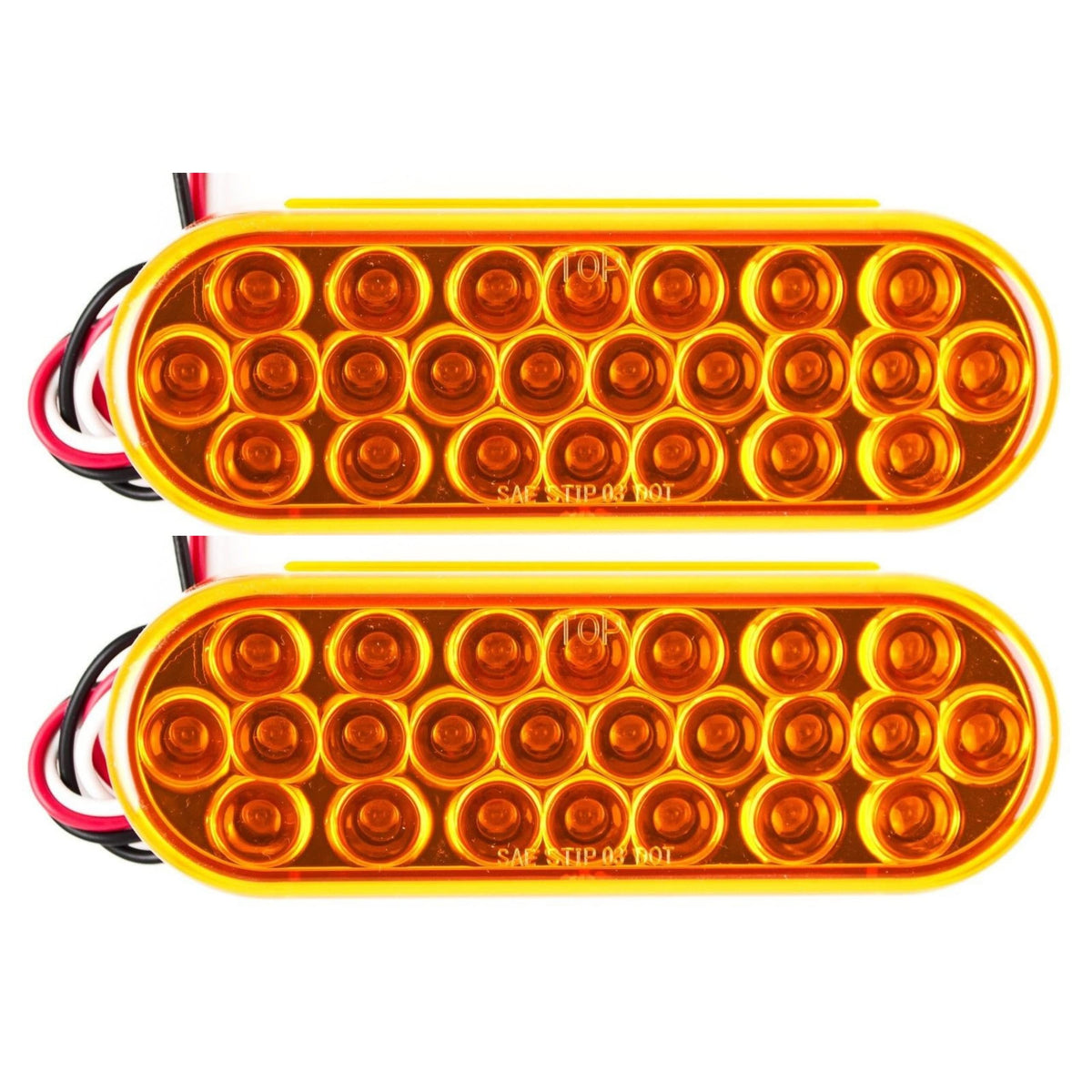 Amber 6" Oval 24 LED Trailer Signal Mid Turn Stop Turn Tail Mid Ship Indicator Light DOT/SAE Certified IP67 Waterproof Headache Rack Backrack Truck Camper RV Flatbed 12V Bright