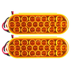 Amber 6" Oval 24 LED Trailer Signal Mid Turn Stop Turn Tail Mid Ship Indicator Light DOT/SAE Certified IP67 Waterproof Headache Rack Backrack Truck Camper RV Flatbed 12V Bright