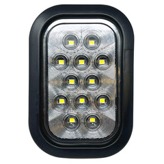 5x3 Red/White Rectangle Light 12 LED Stop/Turn/Tail Backup/Reverse Tow Truck Semi Trailer CM Flatbed Reading Postal Hitch Mounted RV Bus Grommet 3 Wire Pigtail Plug Kit 12V IP67