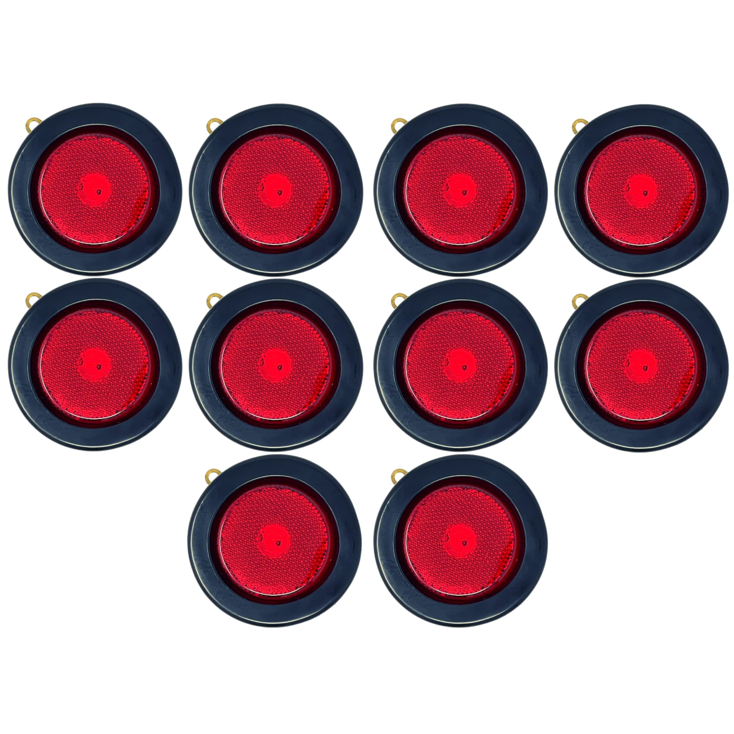 2.5" Red/Amber 4 Led Round Side Marker Clearance Lights Grommet Flush Mount, Sealed Truck Trailer with Reflex Lens, IP67 Waterproof- Super Bright DOT SAE P2 FMVSS 180