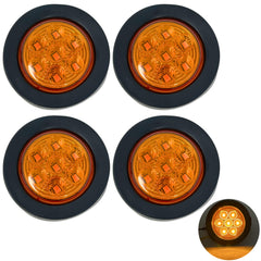 2" Amber/Red Round Trailer 7 LED Clearance Marker Lights DOT FMVSS 108 SAE P2 Reflector Lens Grommet Flush-Mount Waterproof IP67 Marker Clearance Lights for Trailer Truck