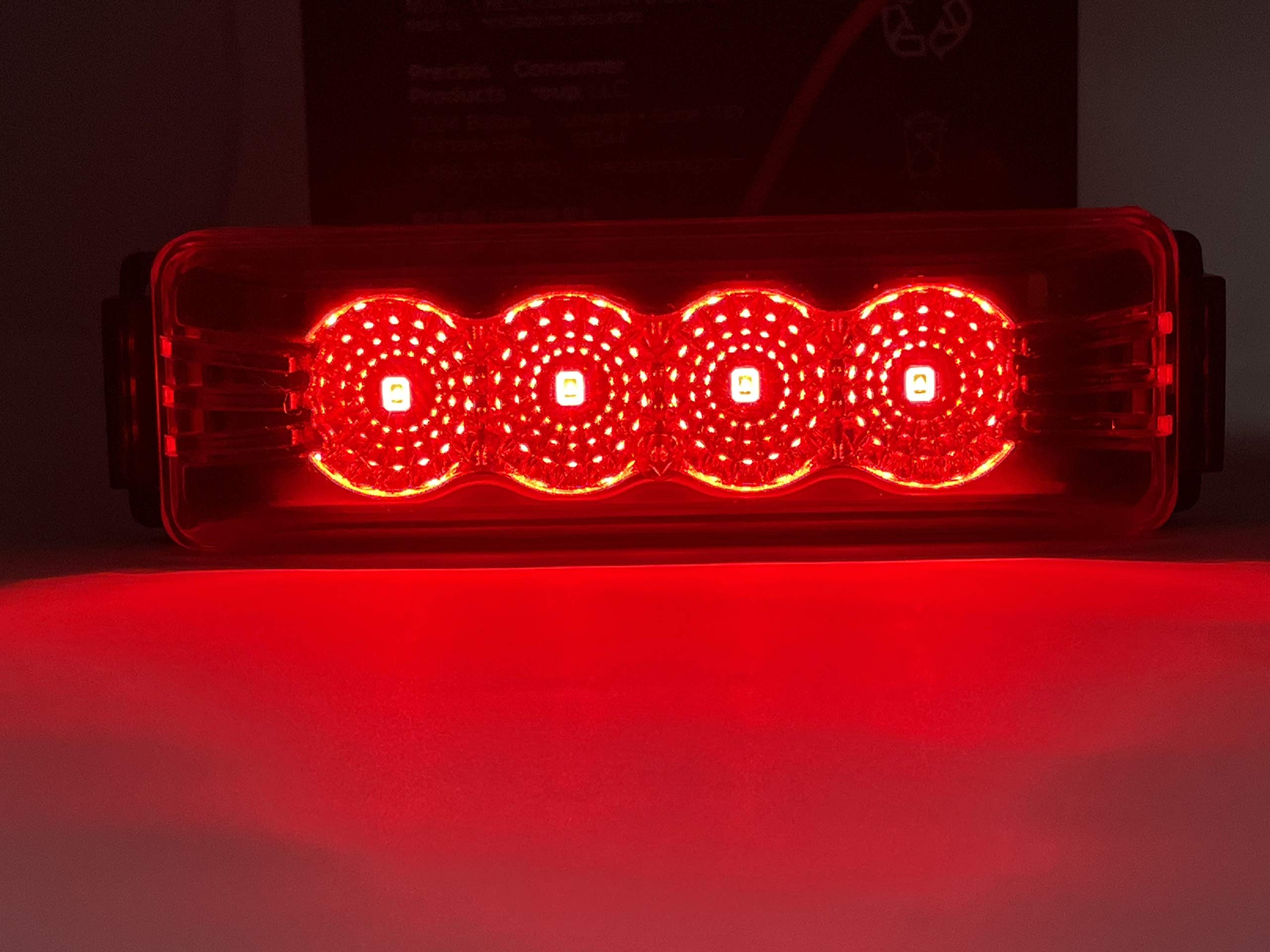 All Star Truck Parts] [Qty 10 [4"x1"] Amber/Red Thin line Trailer Led Side Marker and Clearance Lights 4 LED with Reflectors Submersible Sealed 12V Surface Mount for Truck Trailer Boats, Rectangular