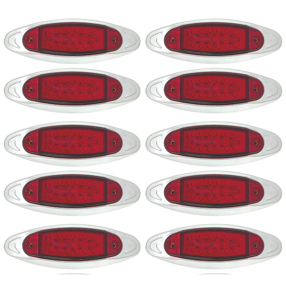 12-LED RED/AMBER 6.7" x 2.2" Side Marker Red Light with Chrome Bezel, Universal LED Clearance Markers for Truck Trailer Boat ATV Marine Marker lights 12V High Brightness Side Marker Lights