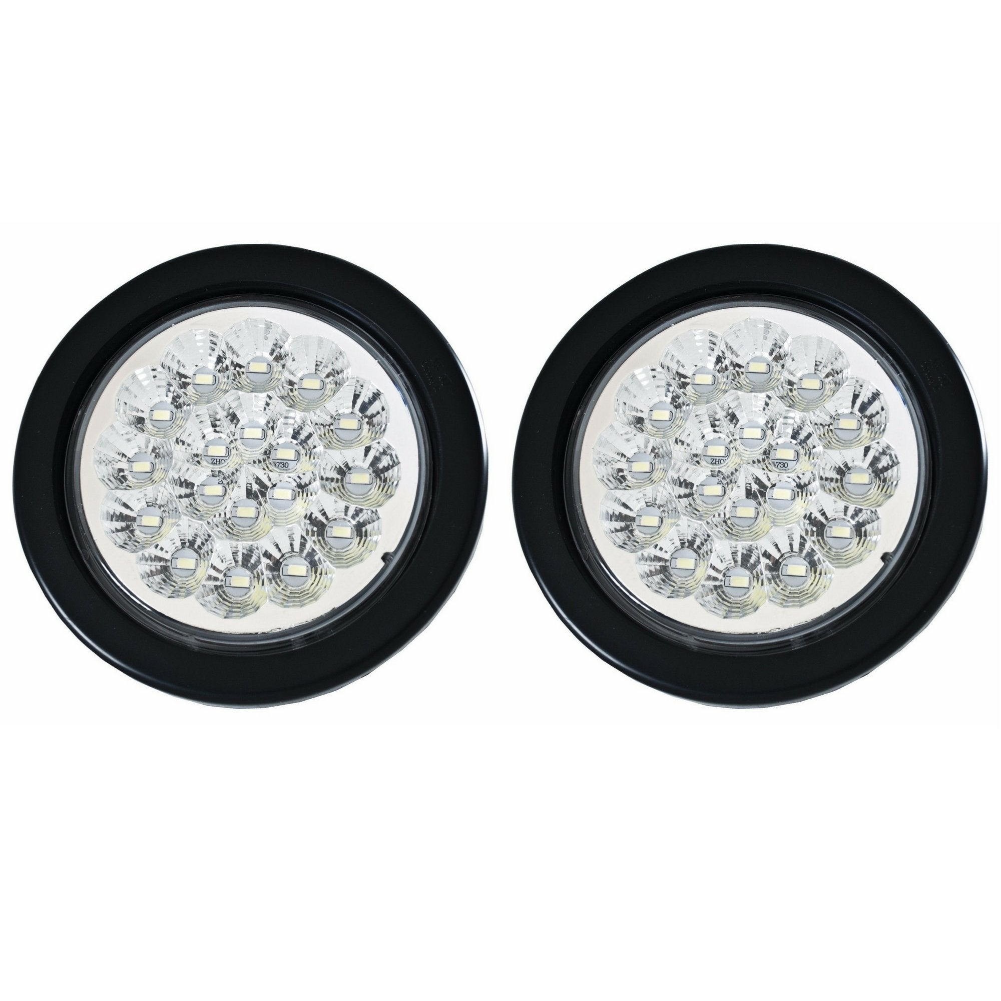 4" Round LED Trailer Tail Light 18 LED Red/White Stop Turn Tail Reverse Backup Running Lights w/Rubber Grommet Direct Wiring for Trucks Trailer RV Boat IP67 Waterproof DOT/SAE Approved 12V
