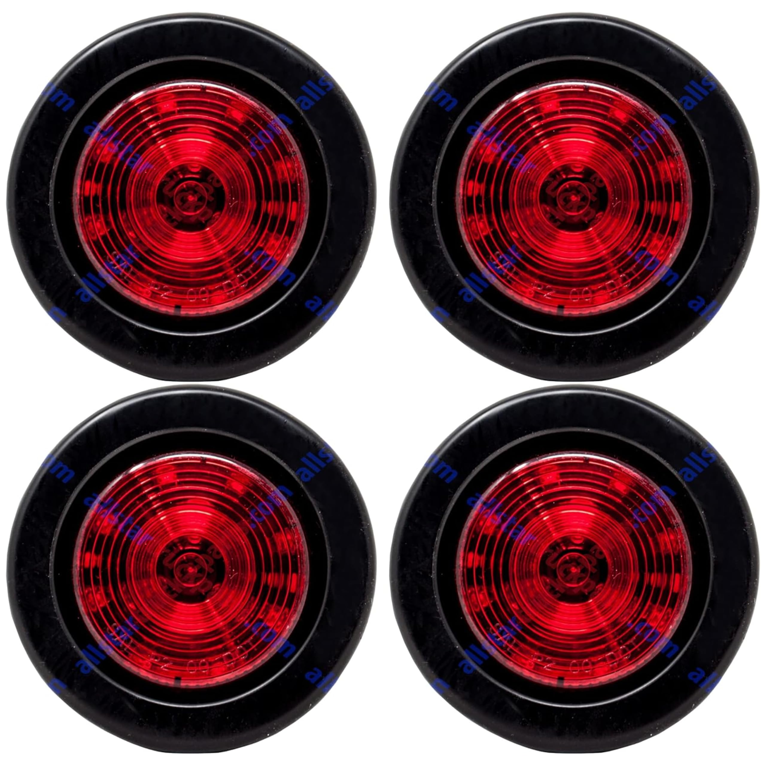 2.5" Red/Amber 12 Led Round Side Marker Clearance Lights Grommet Flush Mount, Sealed Truck Trailer with Reflex Lens, IP67 Waterproof- Super Bright DOT SAE P2 FMVSS 180