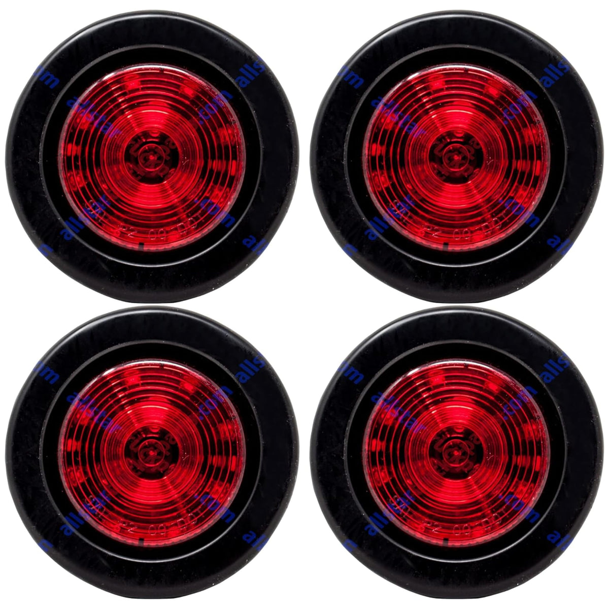 2.5" Red/Amber 12 Led Round Side Marker Clearance Lights Grommet Flush Mount, Sealed Truck Trailer with Reflex Lens, IP67 Waterproof- Super Bright DOT SAE P2 FMVSS 180