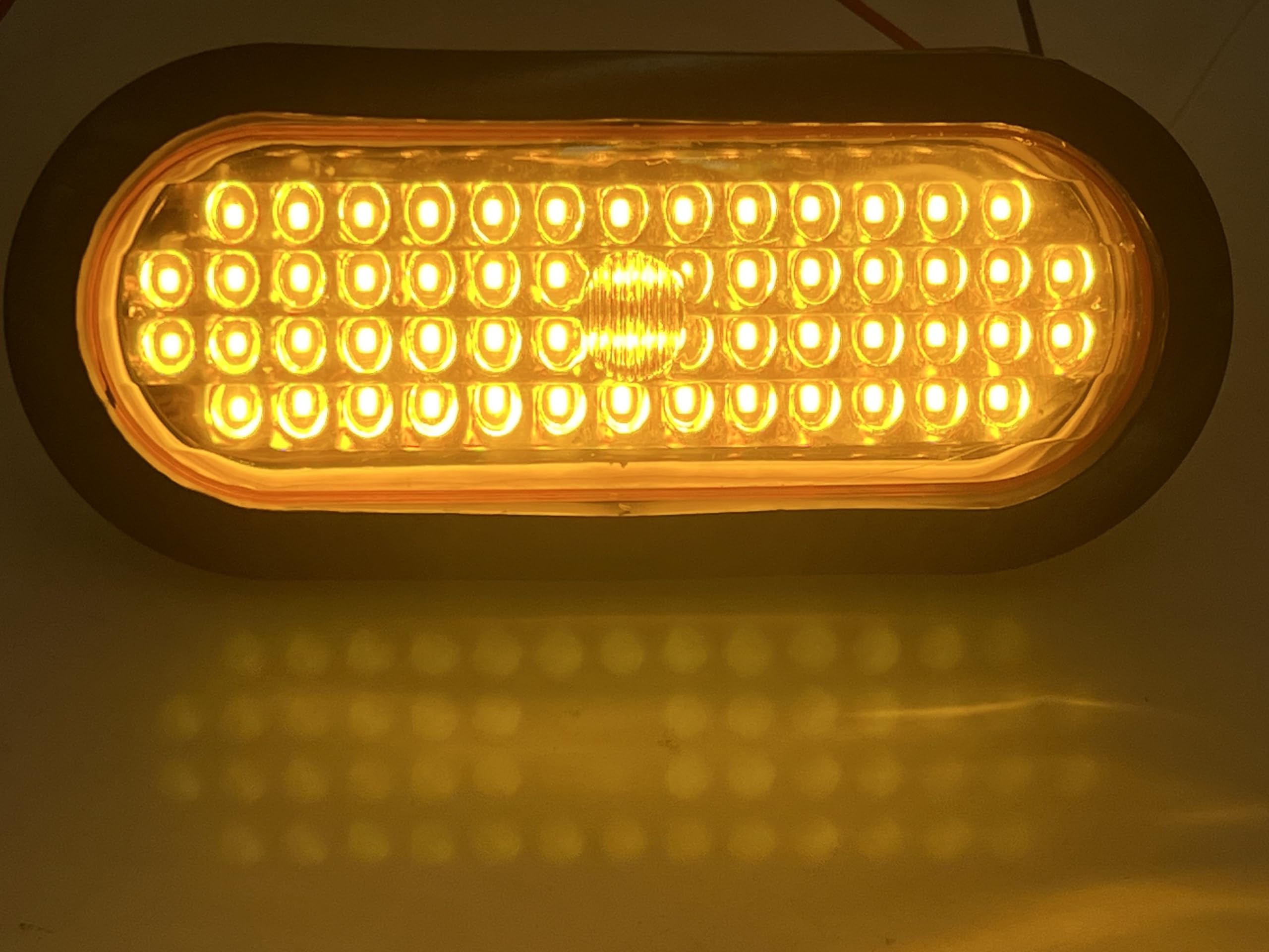 6" Inch Amber/Red/White Oval 56 LED Stop Turn Tail Turn Signal Reverse Backup Trailer Light Rubber Grommet 3-Wire Trailer Plug. DOT/SAE Approved Waterproof High Intensity LED's