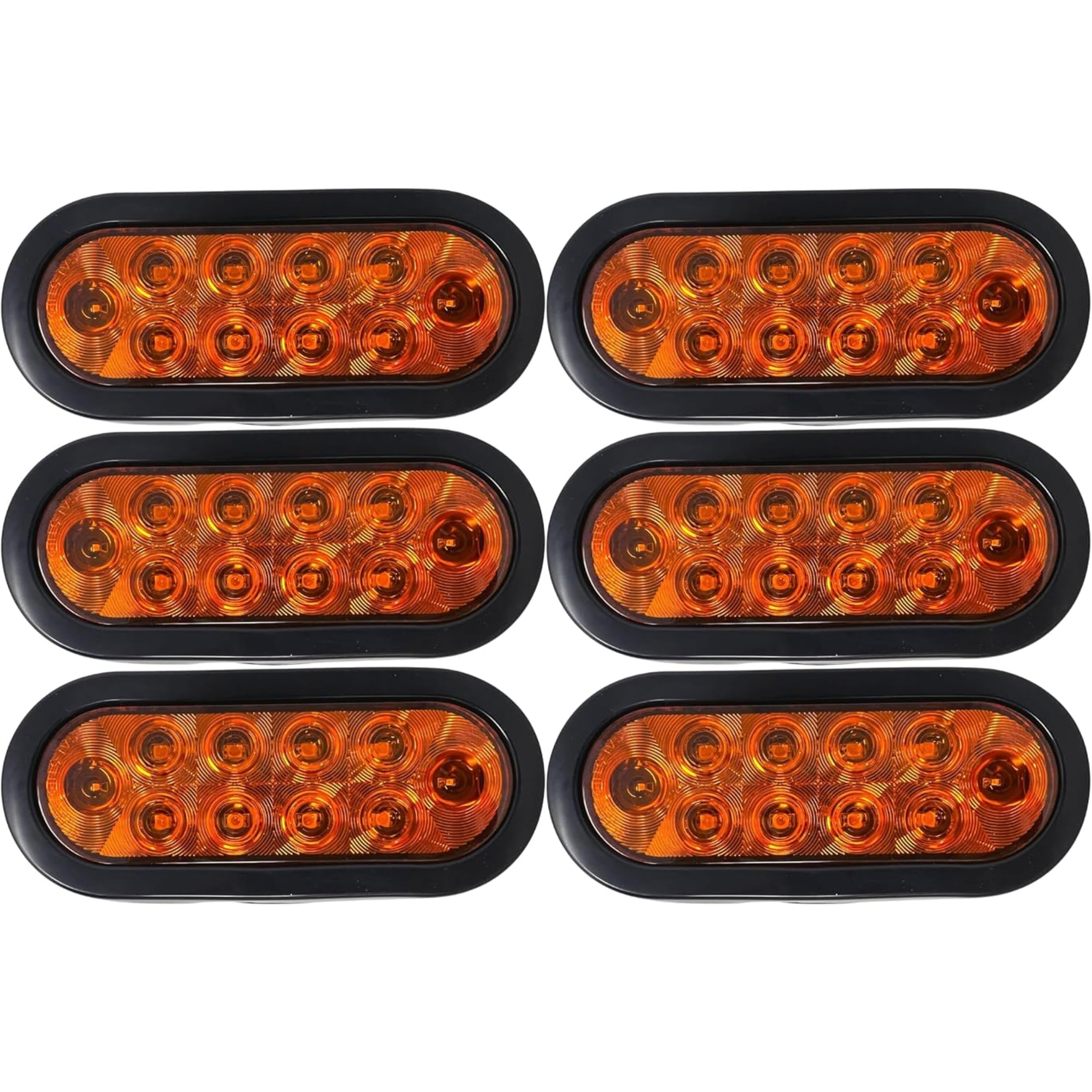 Red/White/Amber 6" Oval 10 LED Trailer Stop Turn Tail Light Kit DOT Certified Grommets Plugs IP67 Waterproof Mid Turn Parking Reverse Back Up Signal Headache Rack Backrack