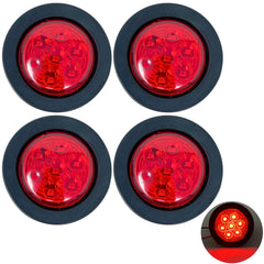 2" Amber/Red Round Trailer 7 LED Clearance Marker Lights DOT FMVSS 108 SAE P2 Reflector Lens Grommet Flush-Mount Waterproof IP67 Marker Clearance Lights for Trailer Truck
