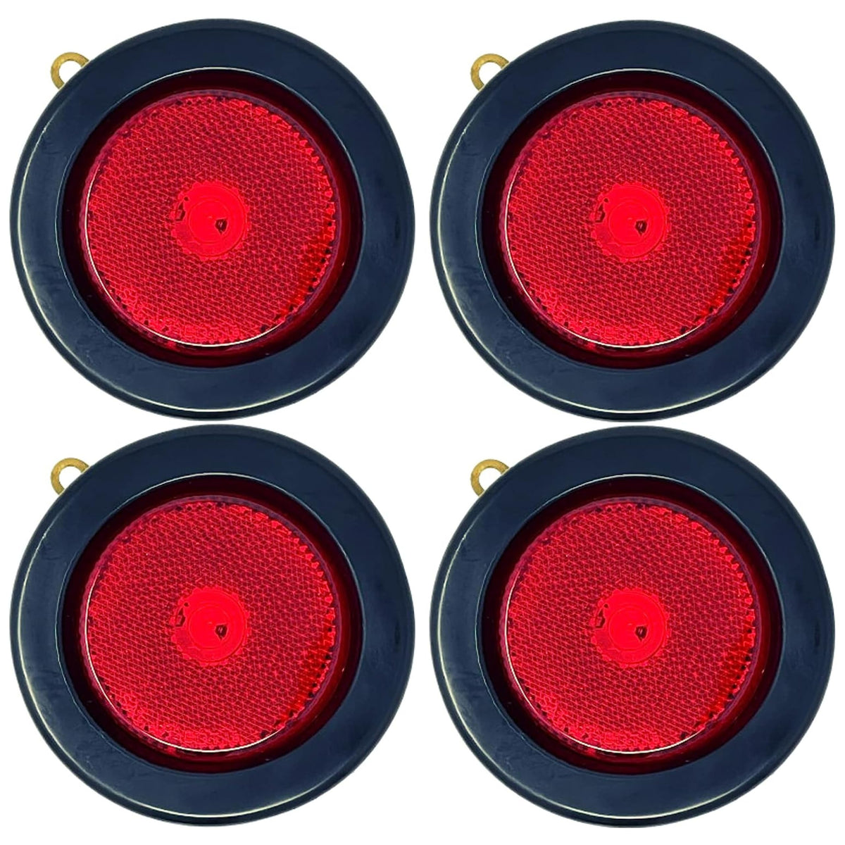 2.5" Red/Amber 4 Led Round Side Marker Clearance Lights Grommet Flush Mount, Sealed Truck Trailer with Reflex Lens, IP67 Waterproof- Super Bright DOT SAE P2 FMVSS 180