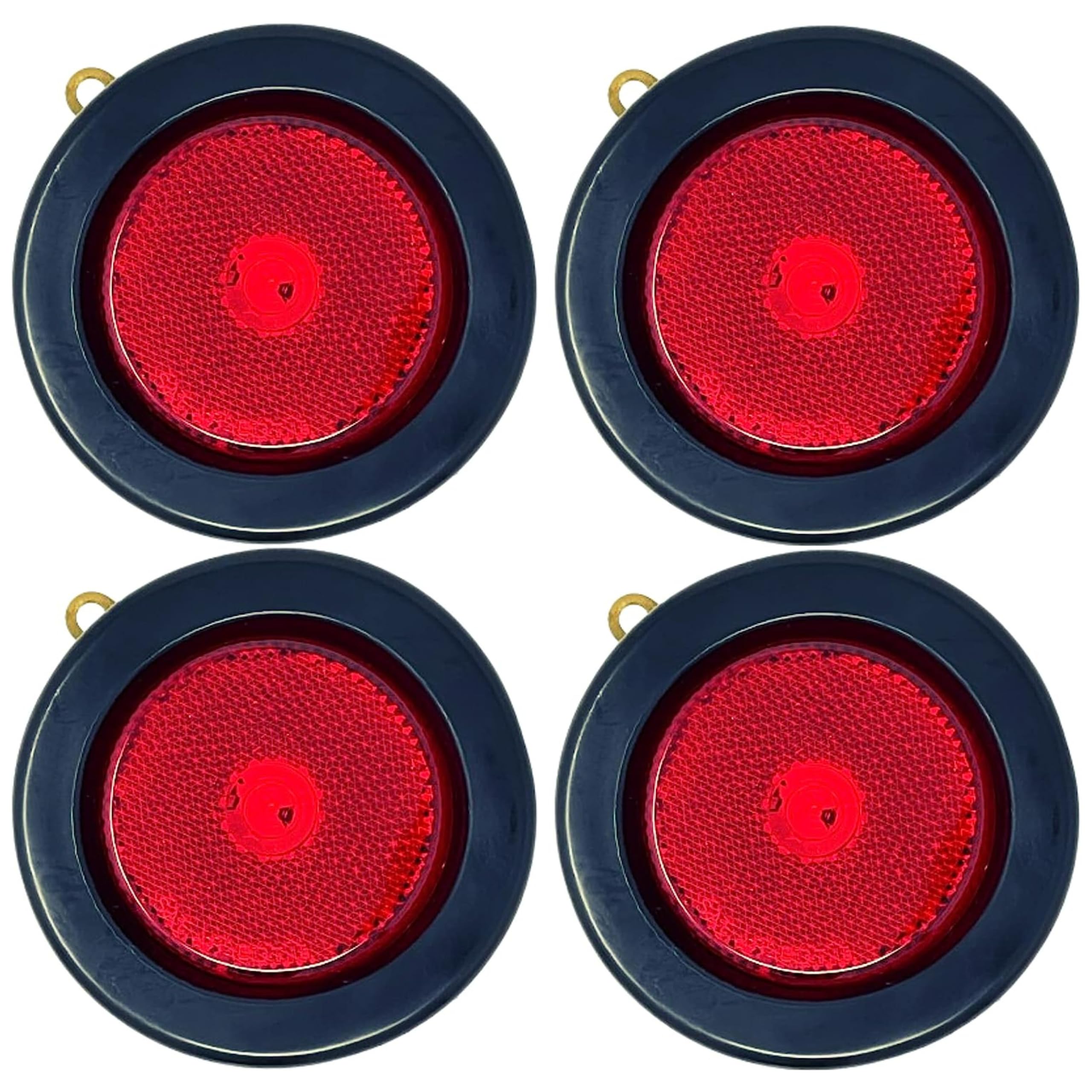 2.5" Red/Amber 4 Led Round Side Marker Clearance Lights Grommet Flush Mount, Sealed Truck Trailer with Reflex Lens, IP67 Waterproof- Super Bright DOT SAE P2 FMVSS 180