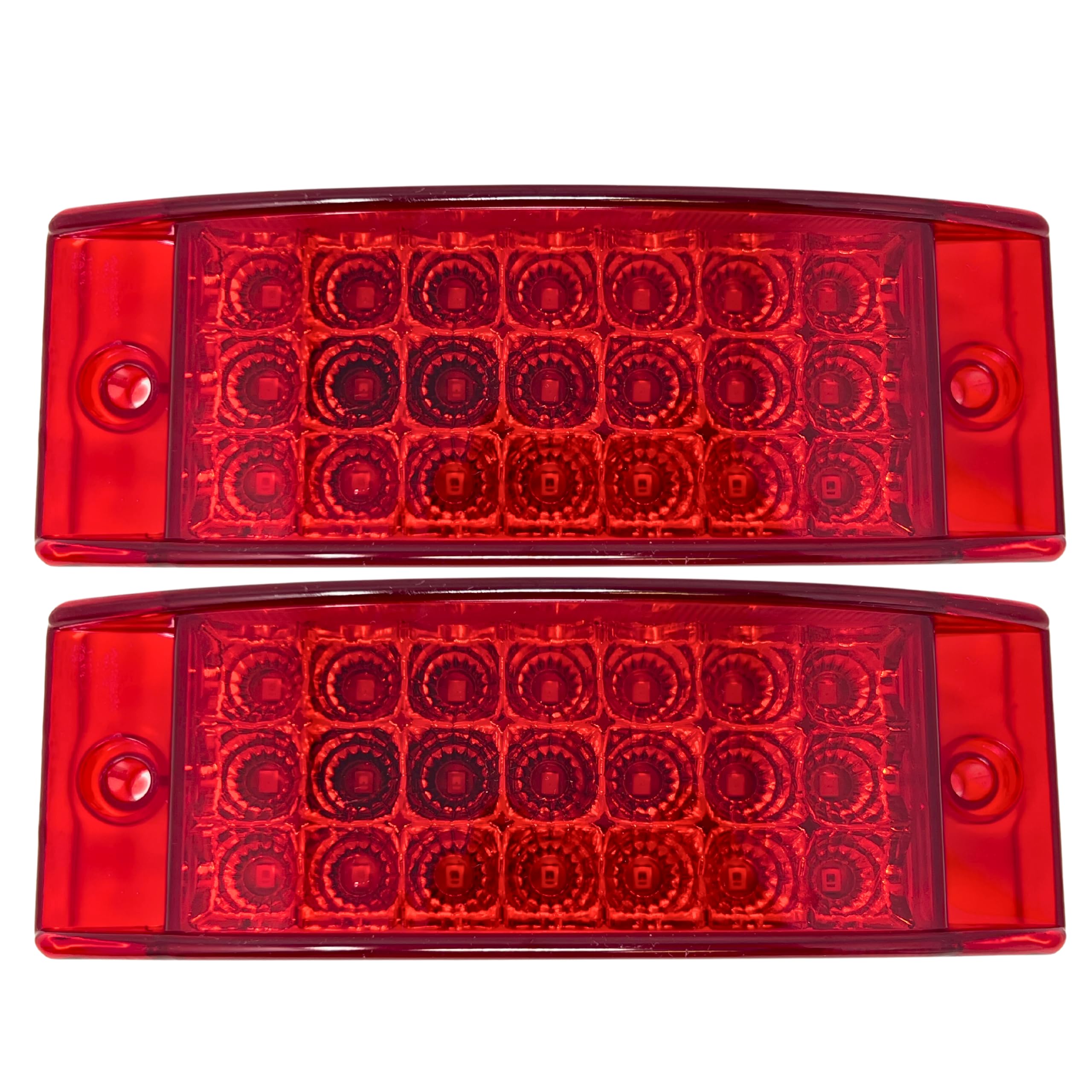 All Star Truck Parts] Qty 2 Amber/Red 6" 21 LED Side Marker Clearance Light Rectangle 12V Truck Trailer Camper Boat Marine 6x2 Rectangular Surface Mount [Sealed and Waterproof]
