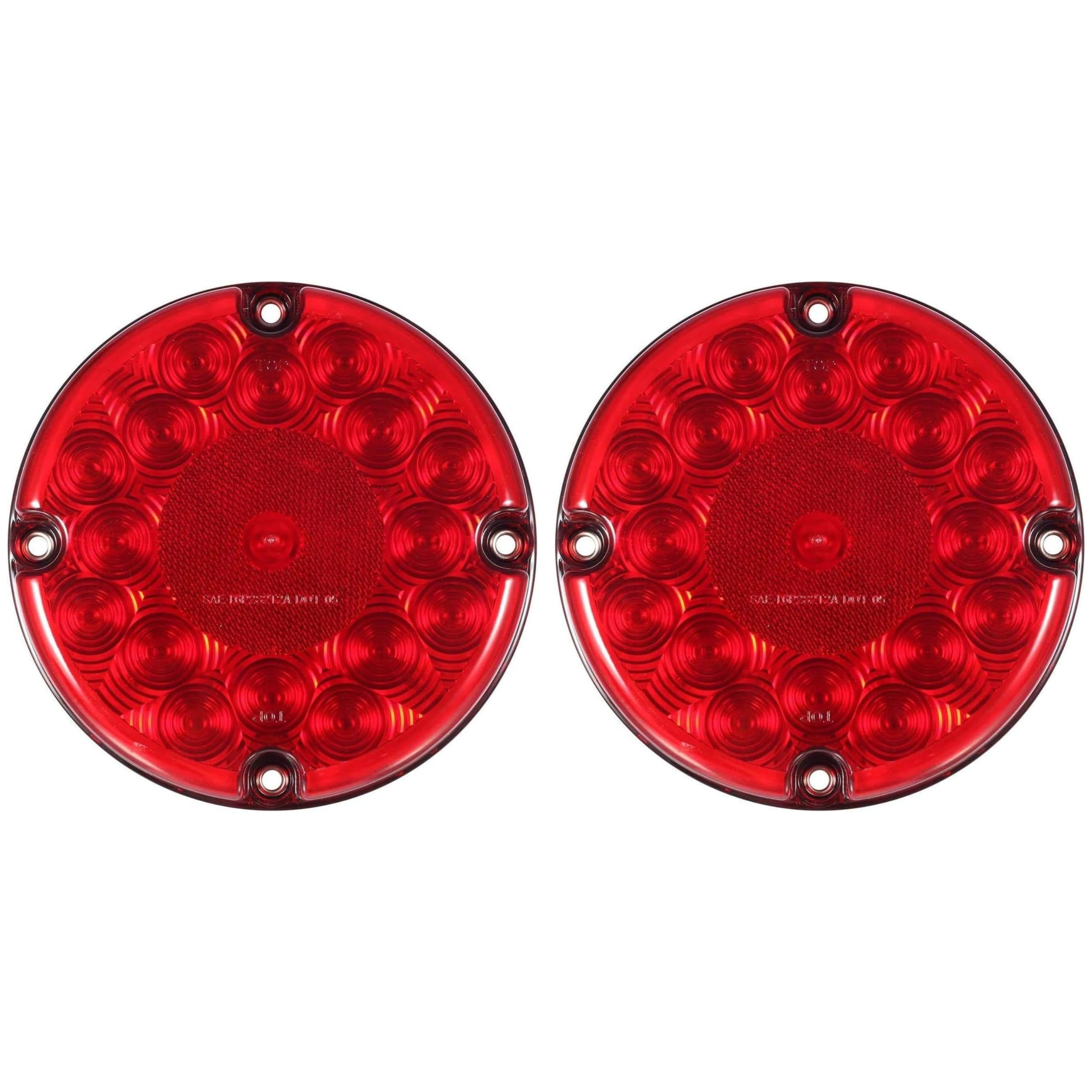 2Pcs 7" Round White/Amber/Red LED Backup Reverse Stop Turn Tail Lights 17 LED Marker Clearance Running Lights 4 Hole Surface Mount for Transit Vehicles Bus Truck Trailers 12V-30V